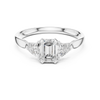 Three-Stone Diamond Ring with Emerald and Trillion Cuts