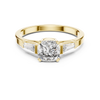 Three-Stone Engagement Ring with Round Brilliant and Tapered Baguette Diamonds