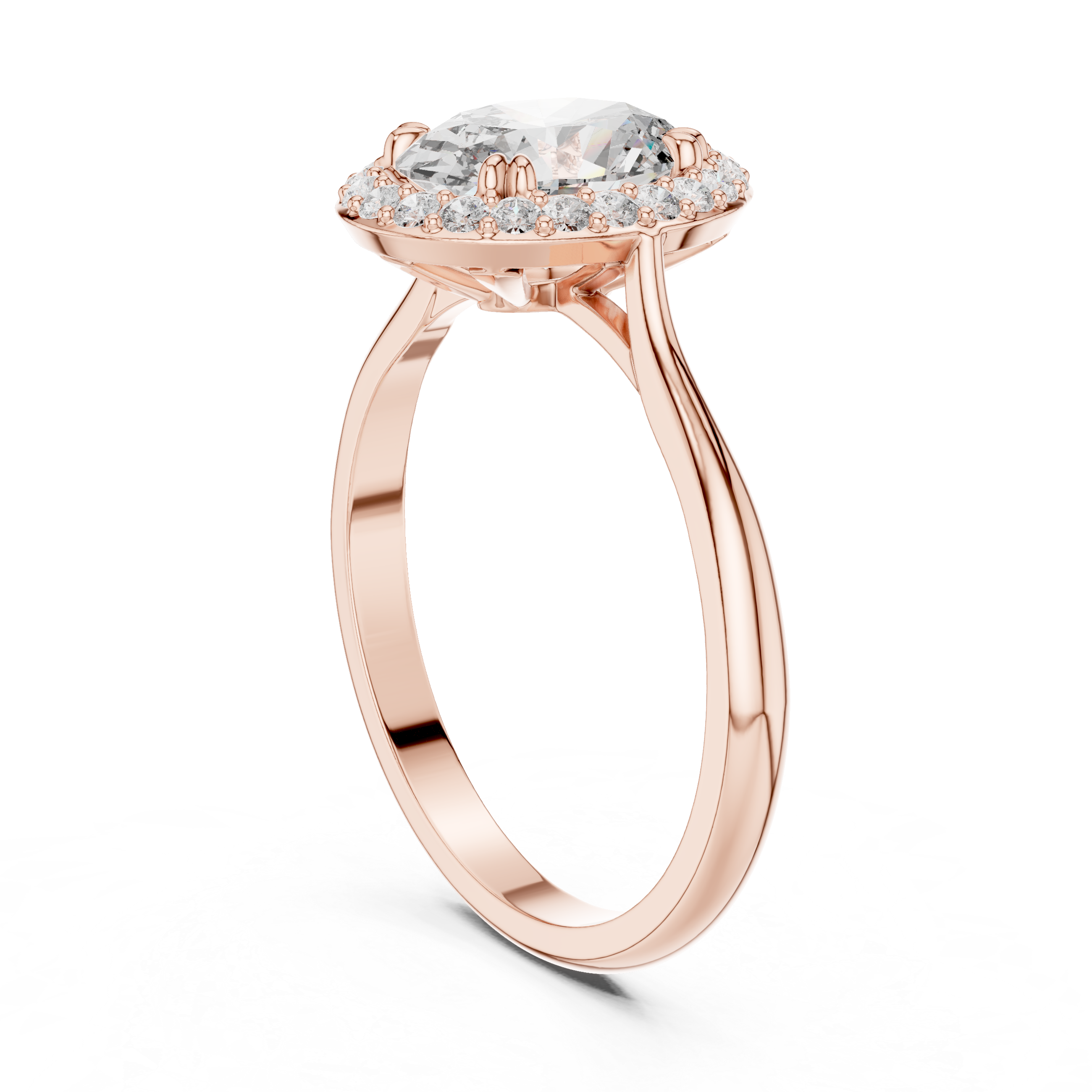 Luxurious Oval Halo Ring with Diamond