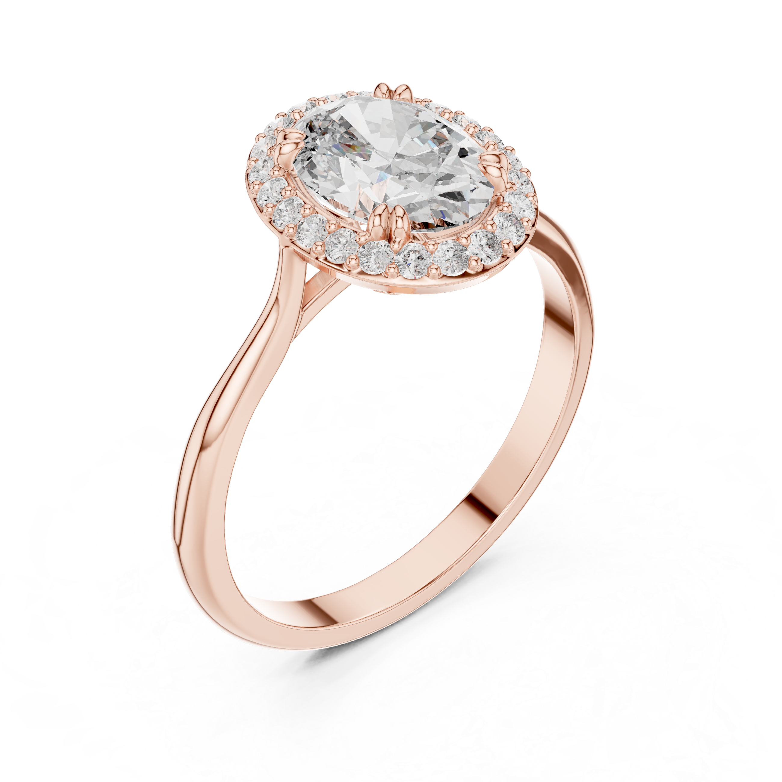 Luxurious Oval Halo Ring with Diamond