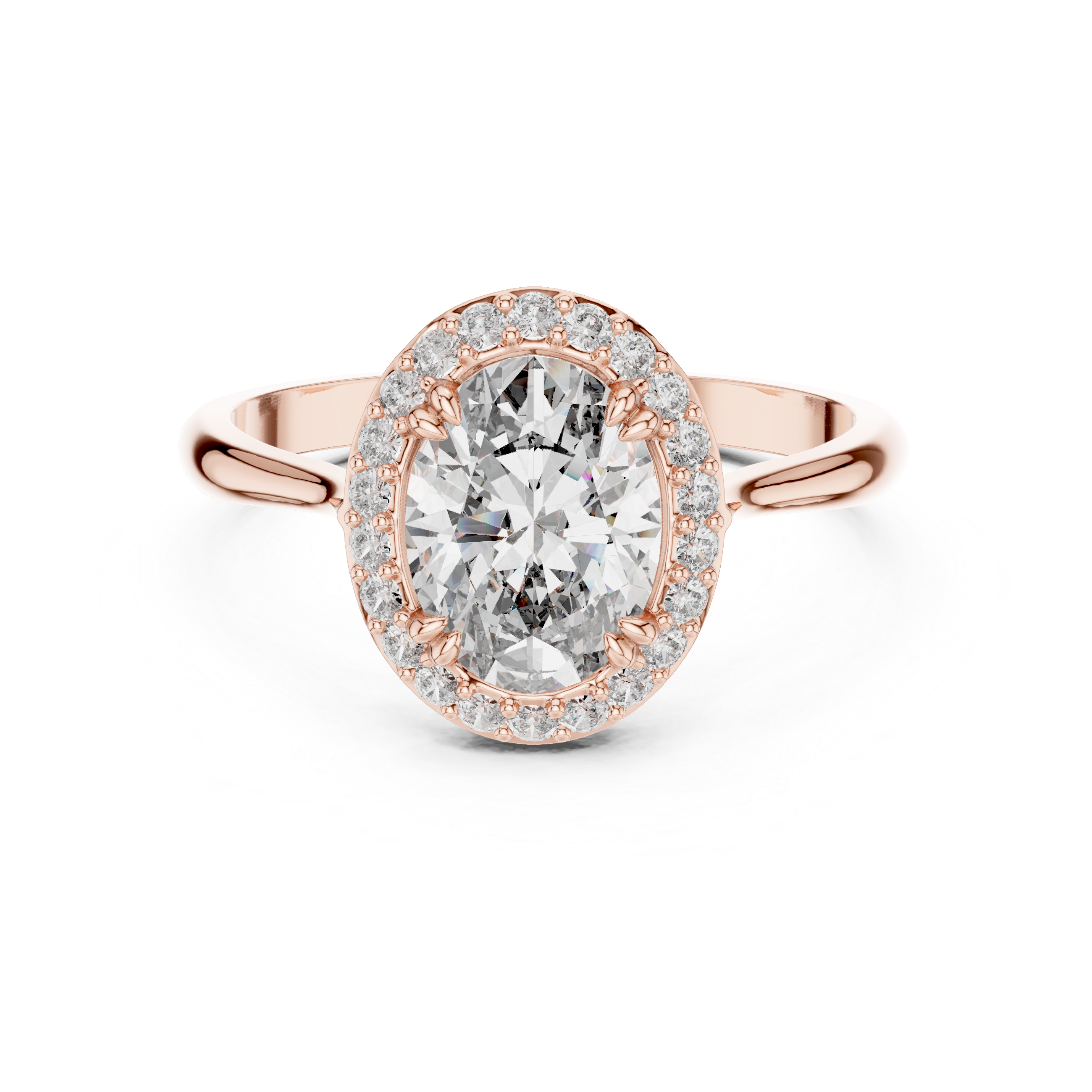 Luxurious Oval Halo Ring with Diamond