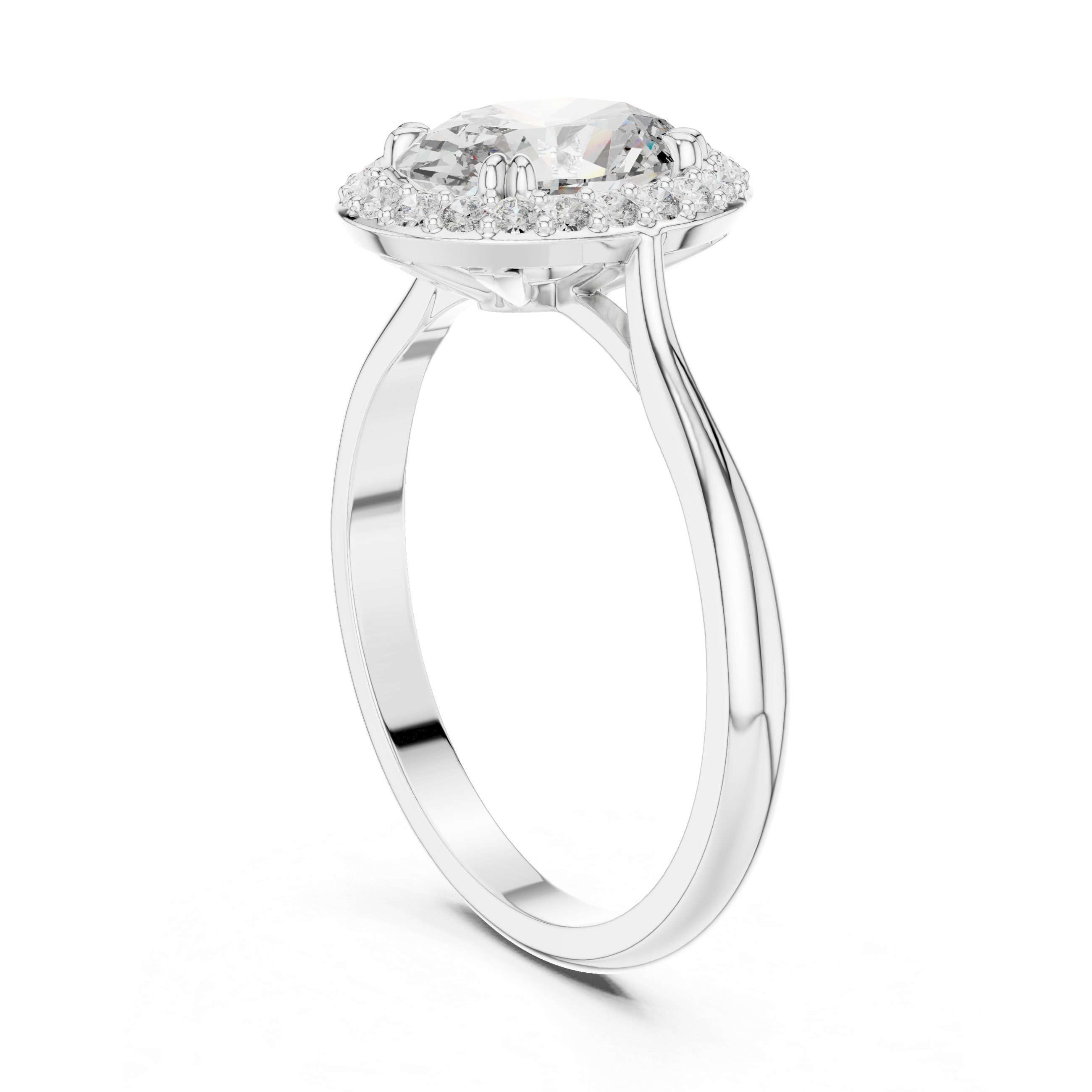 Luxurious Oval Halo Ring with Diamond