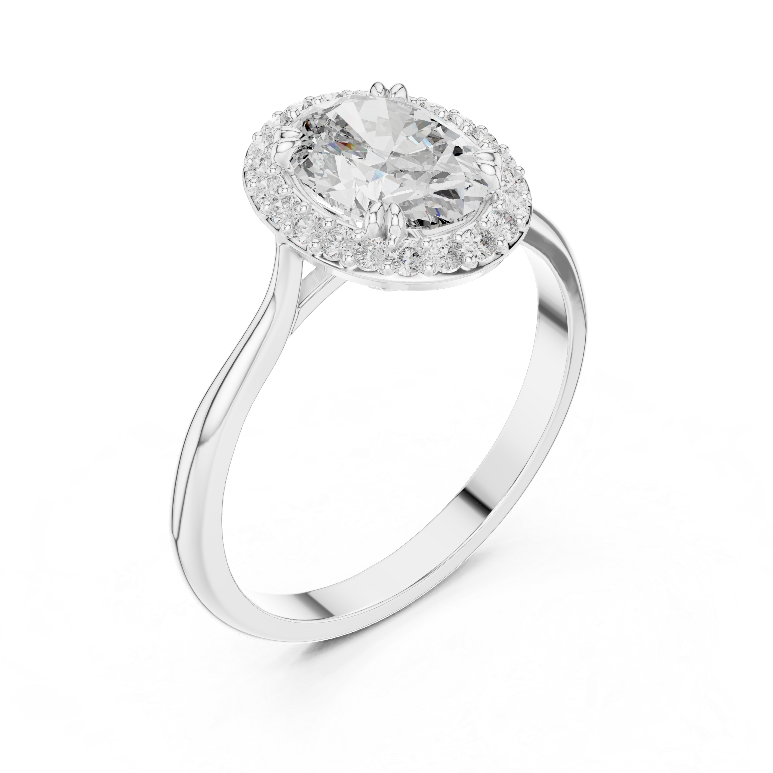 Luxurious Oval Halo Ring with Diamond