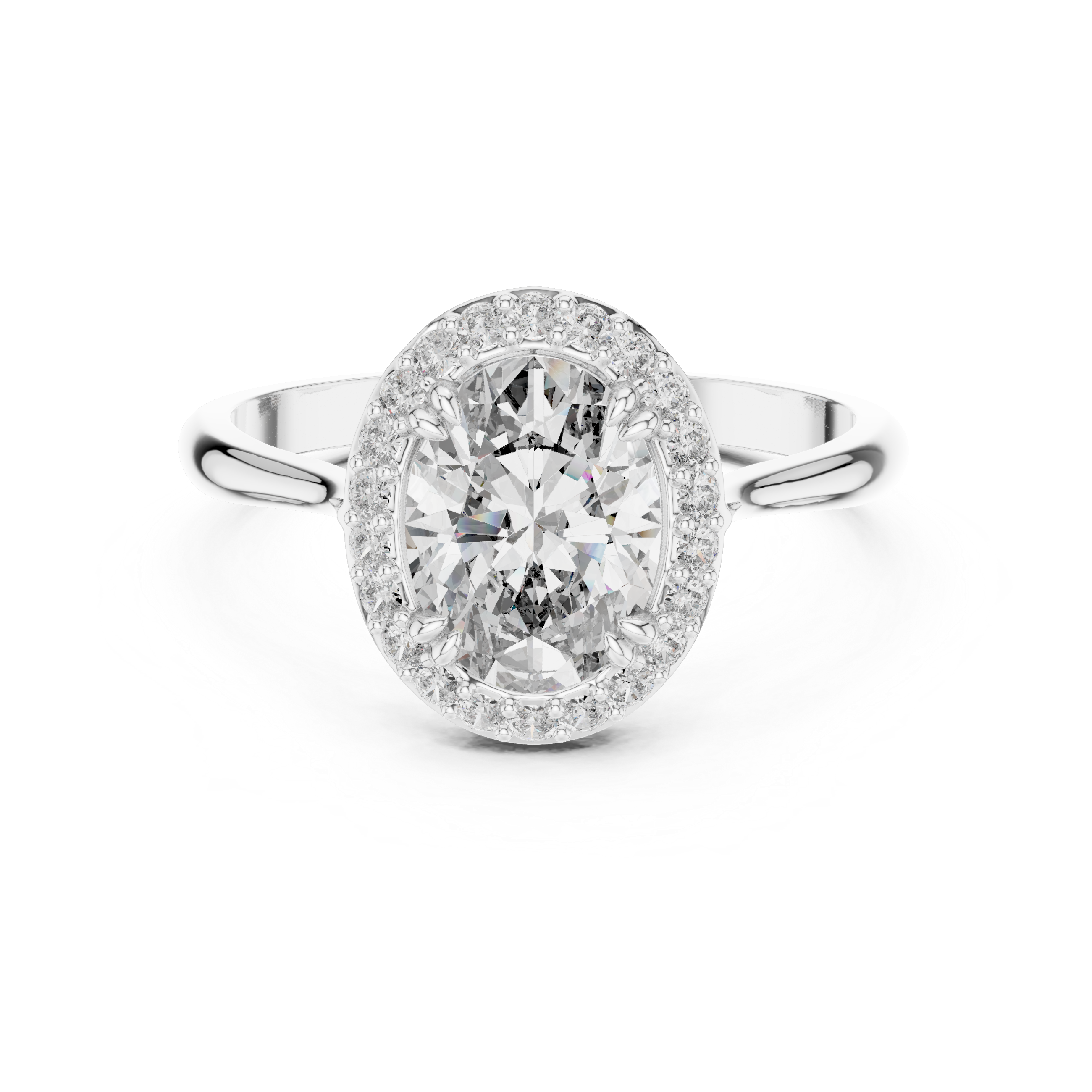 Luxurious Oval Halo Ring with Diamond