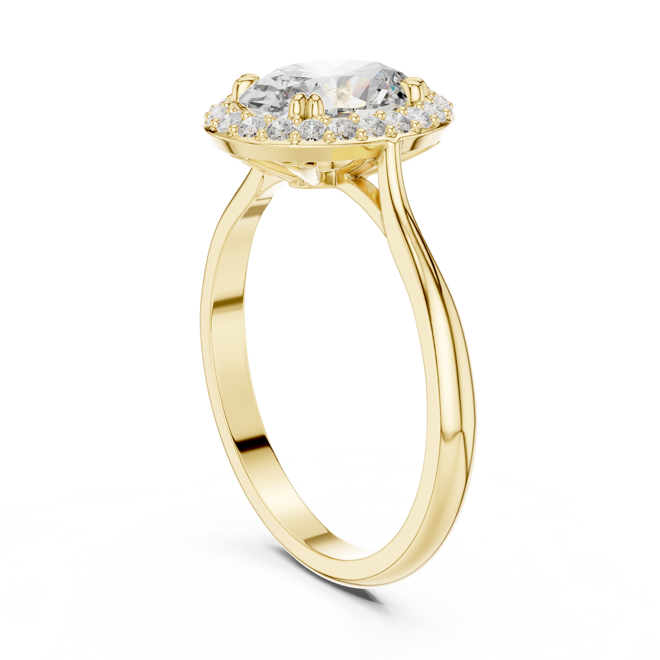 Luxurious Oval Halo Ring with Diamond