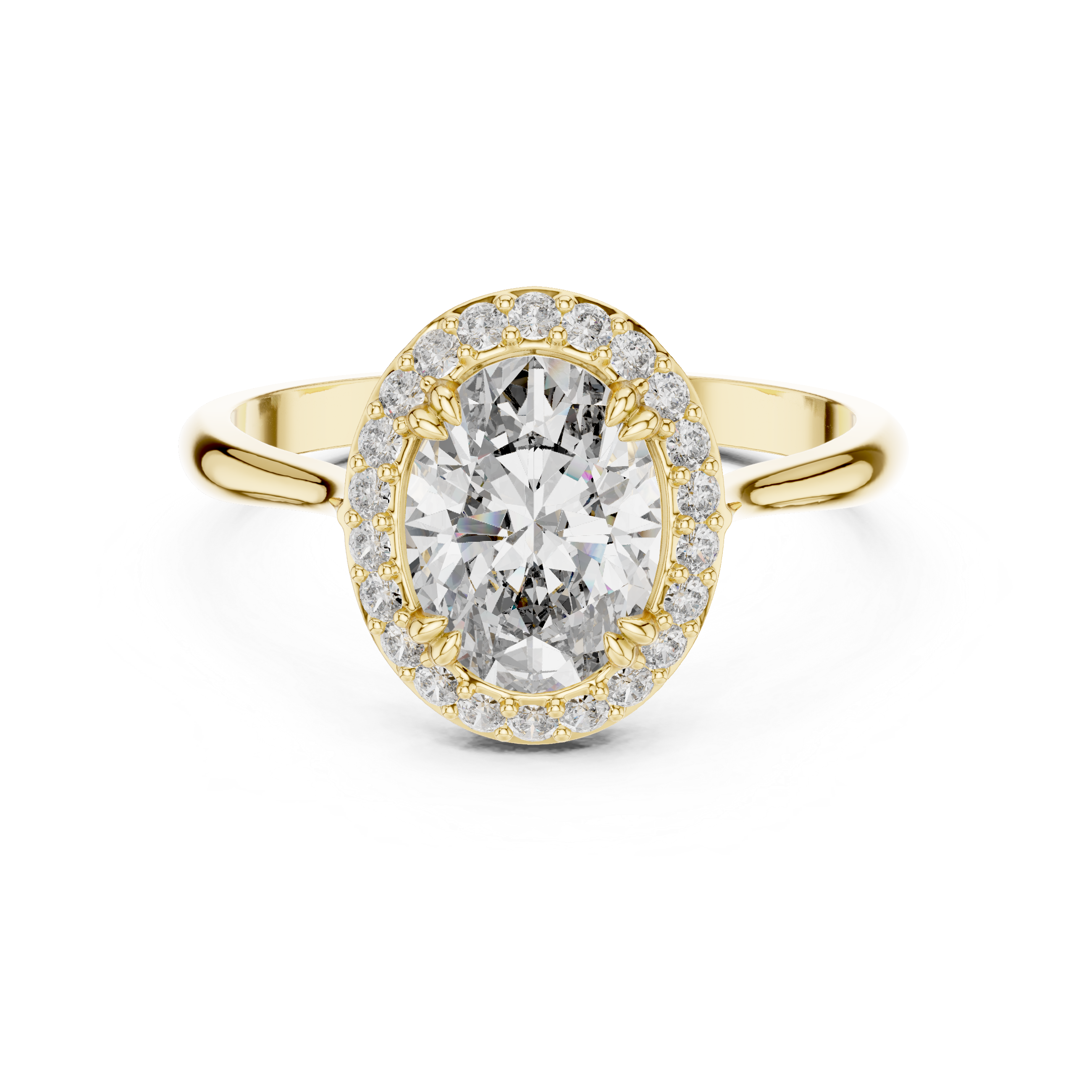 Luxurious Oval Halo Ring with Diamond
