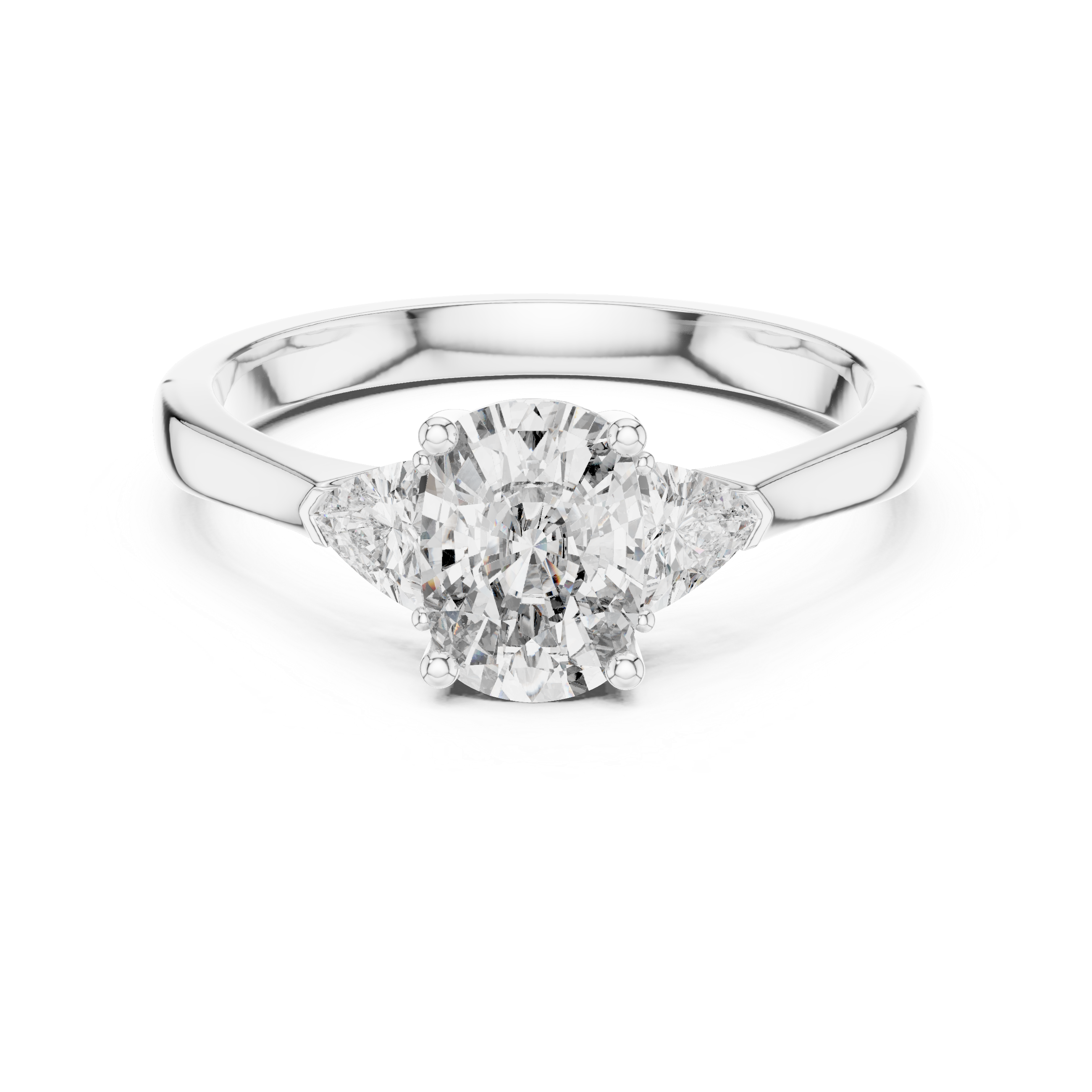 Cushion-Cut and Pear Three-Stone Diamond Engagement Ring