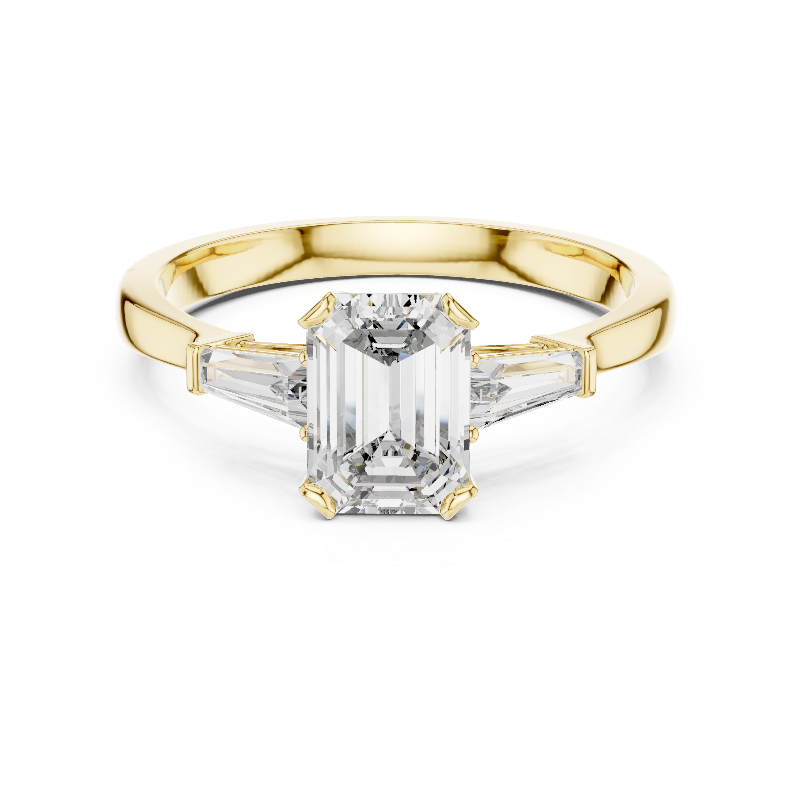 Emerald-Cut Diamond Engagement Ring with Trapezoid Side Stones