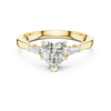 Heart Diamond Ring with Geometric Trapezoid Side Stones