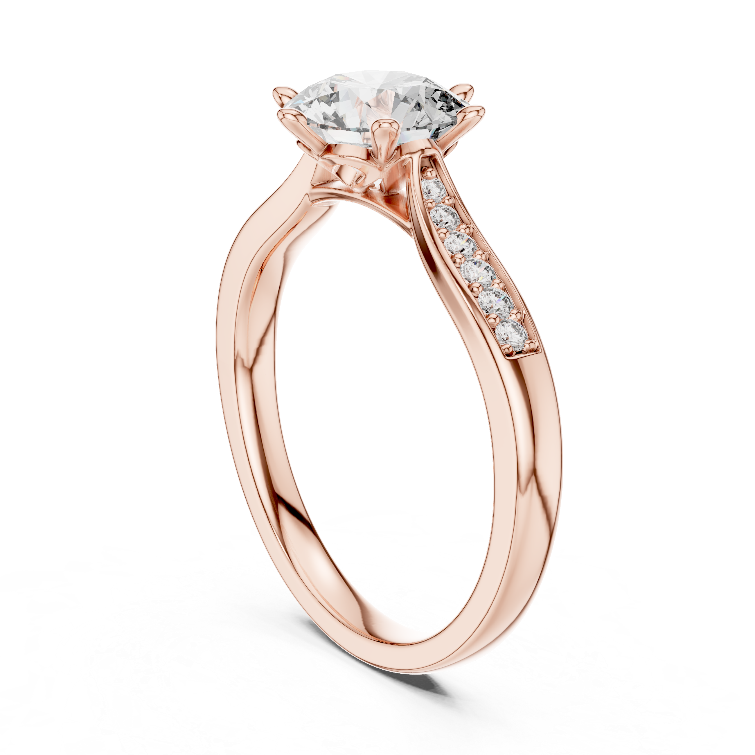 Classic Solitaire Rose Gold Engagement Ring with Round Brilliant Diamond