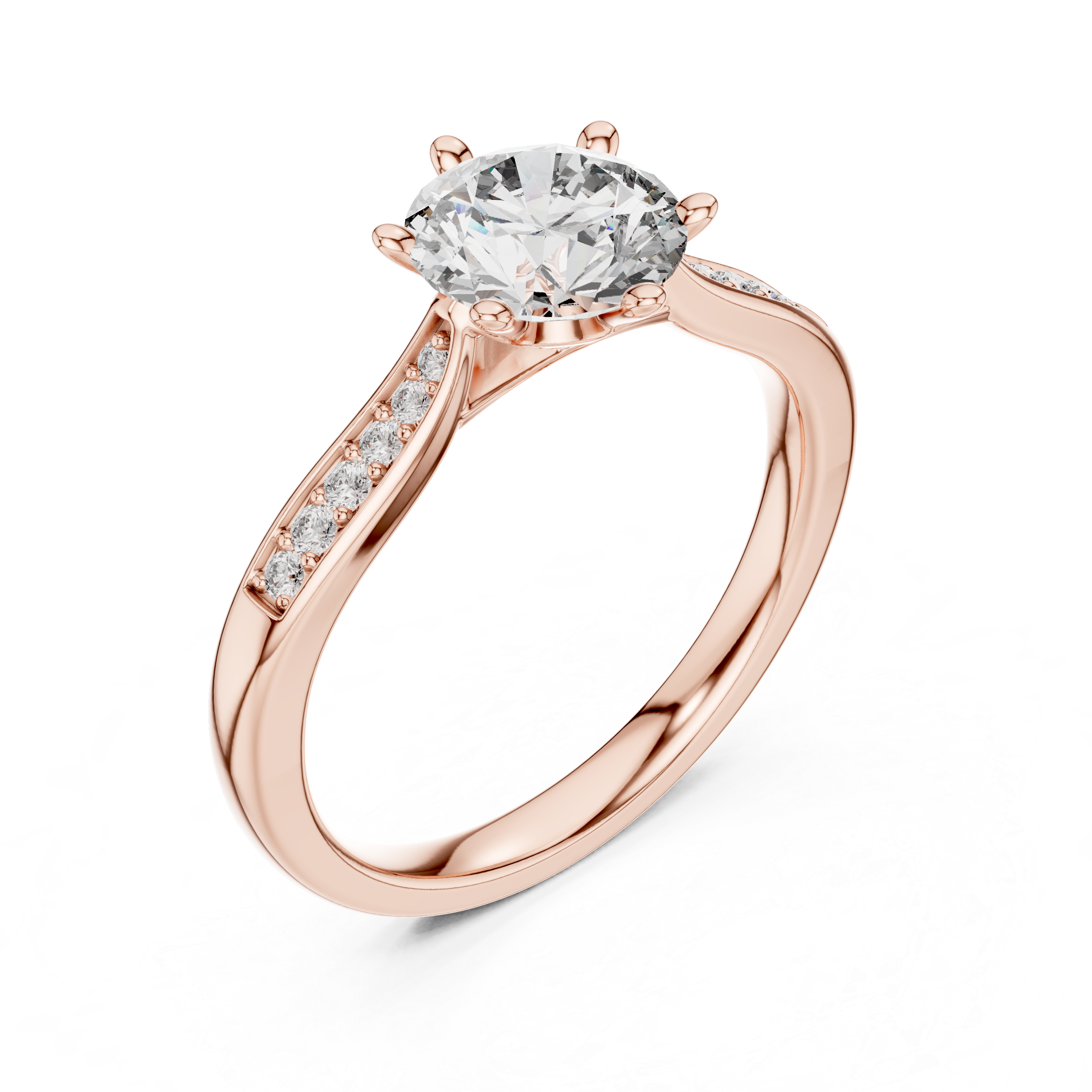 Classic Solitaire Rose Gold Engagement Ring with Round Brilliant Diamond