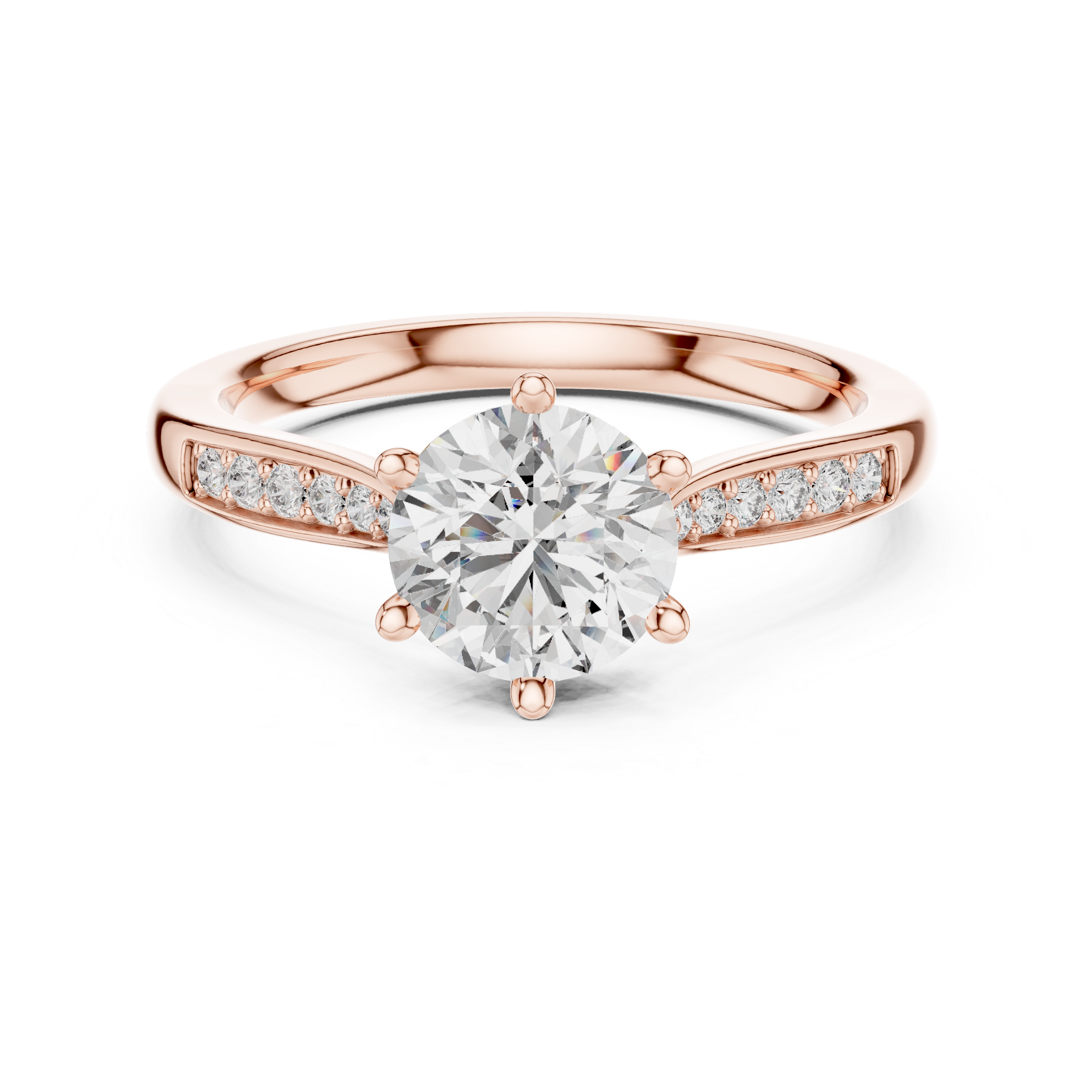 Classic Solitaire Rose Gold Engagement Ring with Round Brilliant Diamond