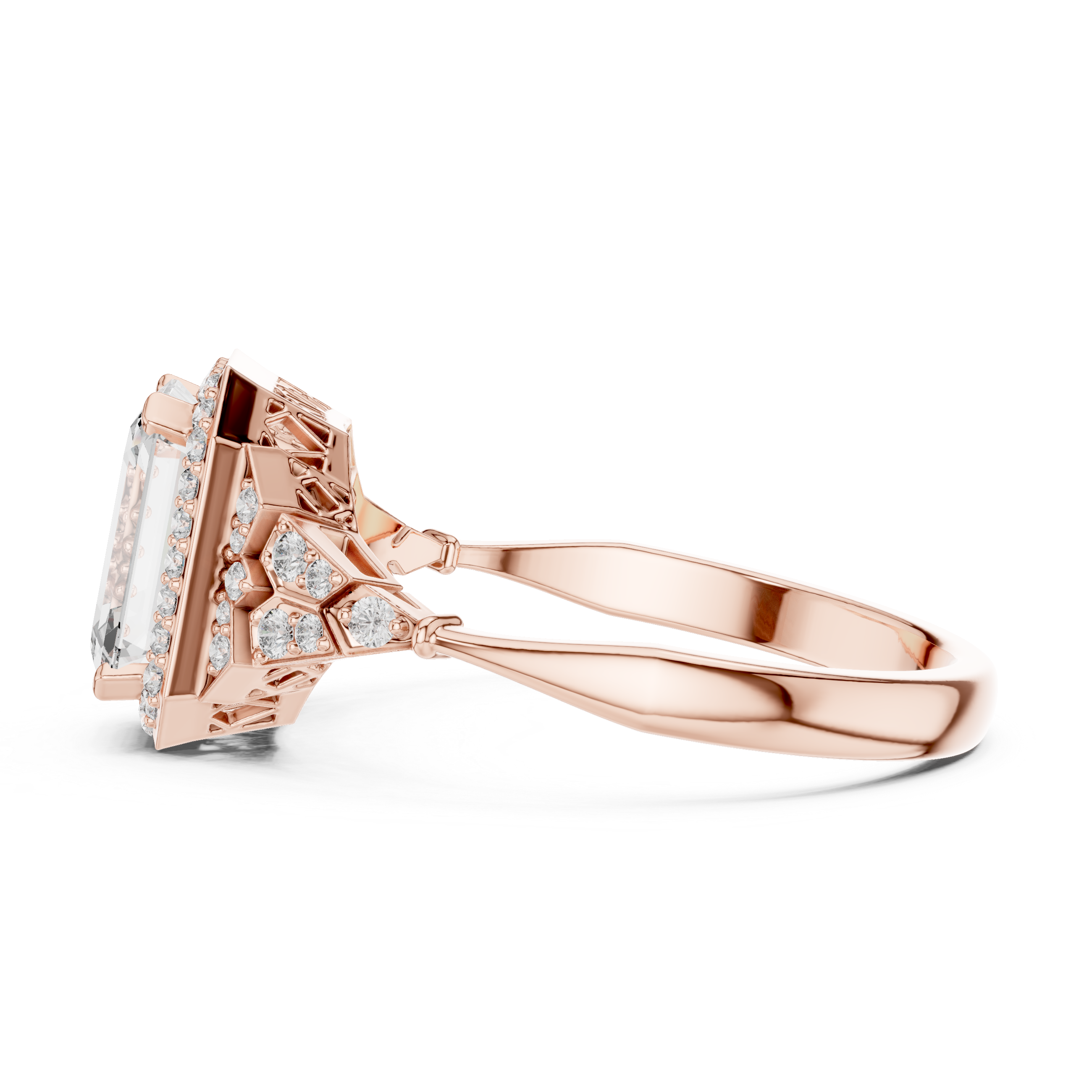 Emerald Cut Halo Diamond Ring