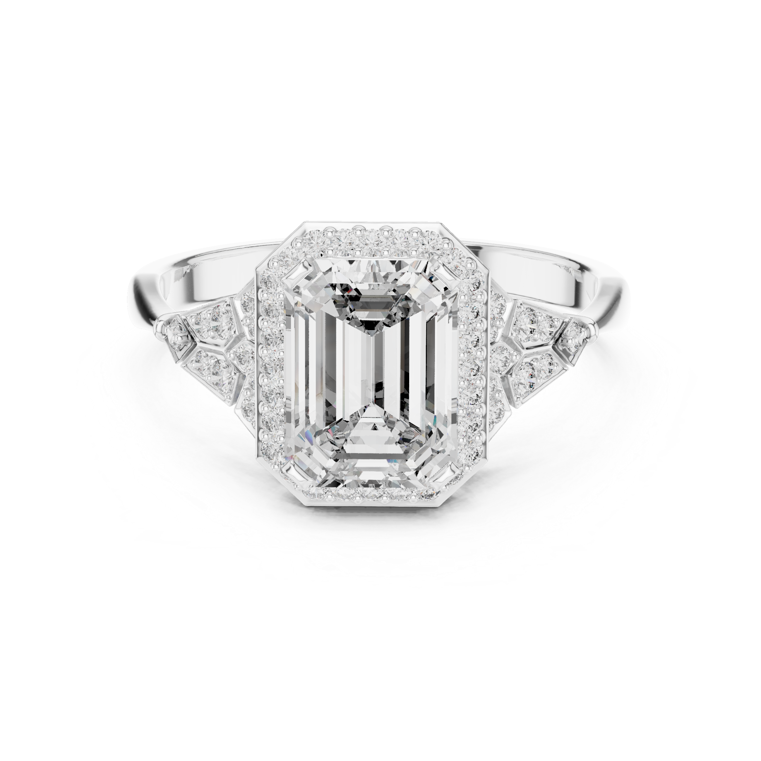 Emerald Cut Halo Diamond Ring