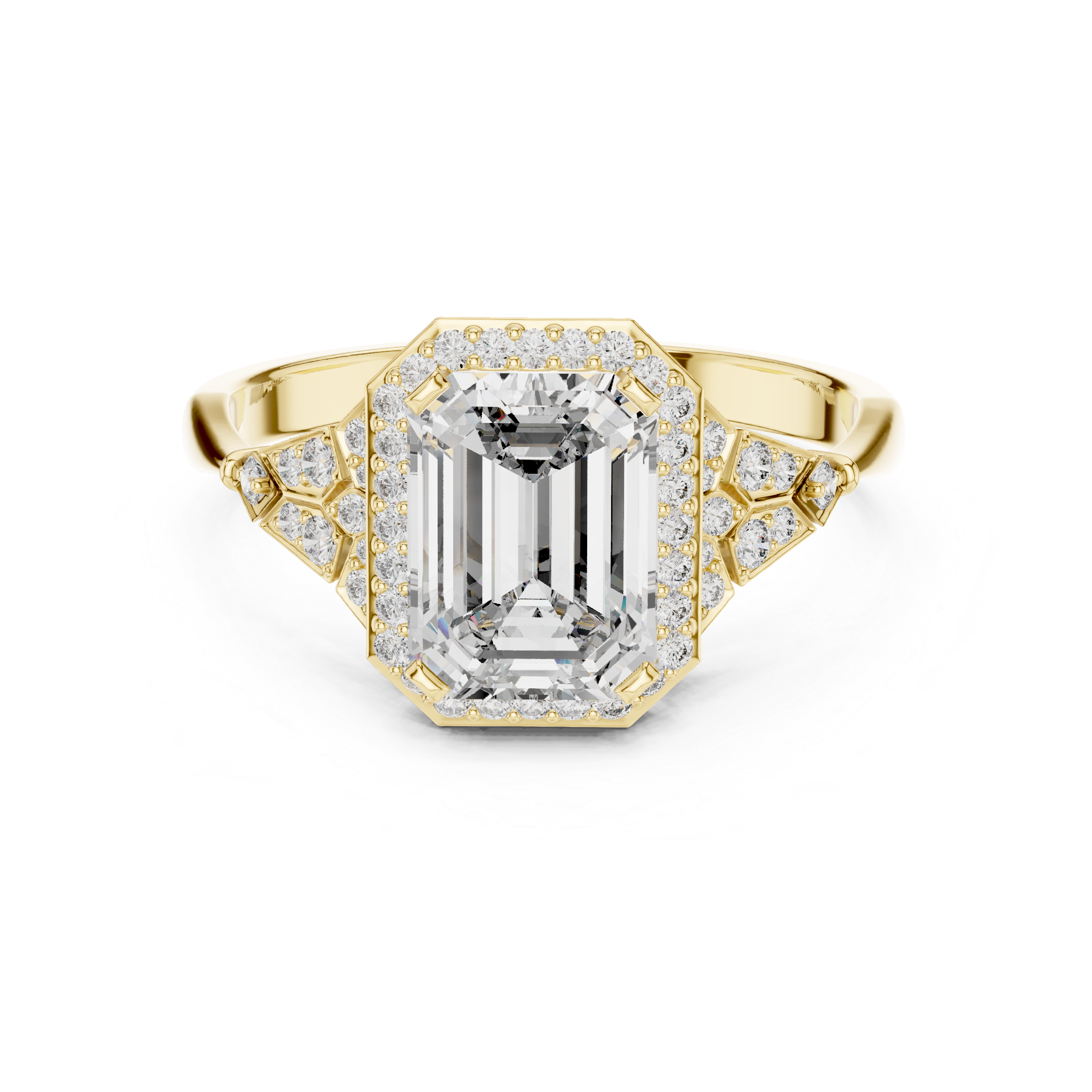 Emerald Cut Halo Diamond Ring