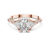 Oval-Cut Diamond Ring with Trillion Side Stones in Rose Gold