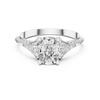 Oval-Cut Diamond Ring with Trillion Side Stones in Rose Gold