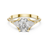 Oval-Cut Diamond Ring with Trillion Side Stones in Rose Gold