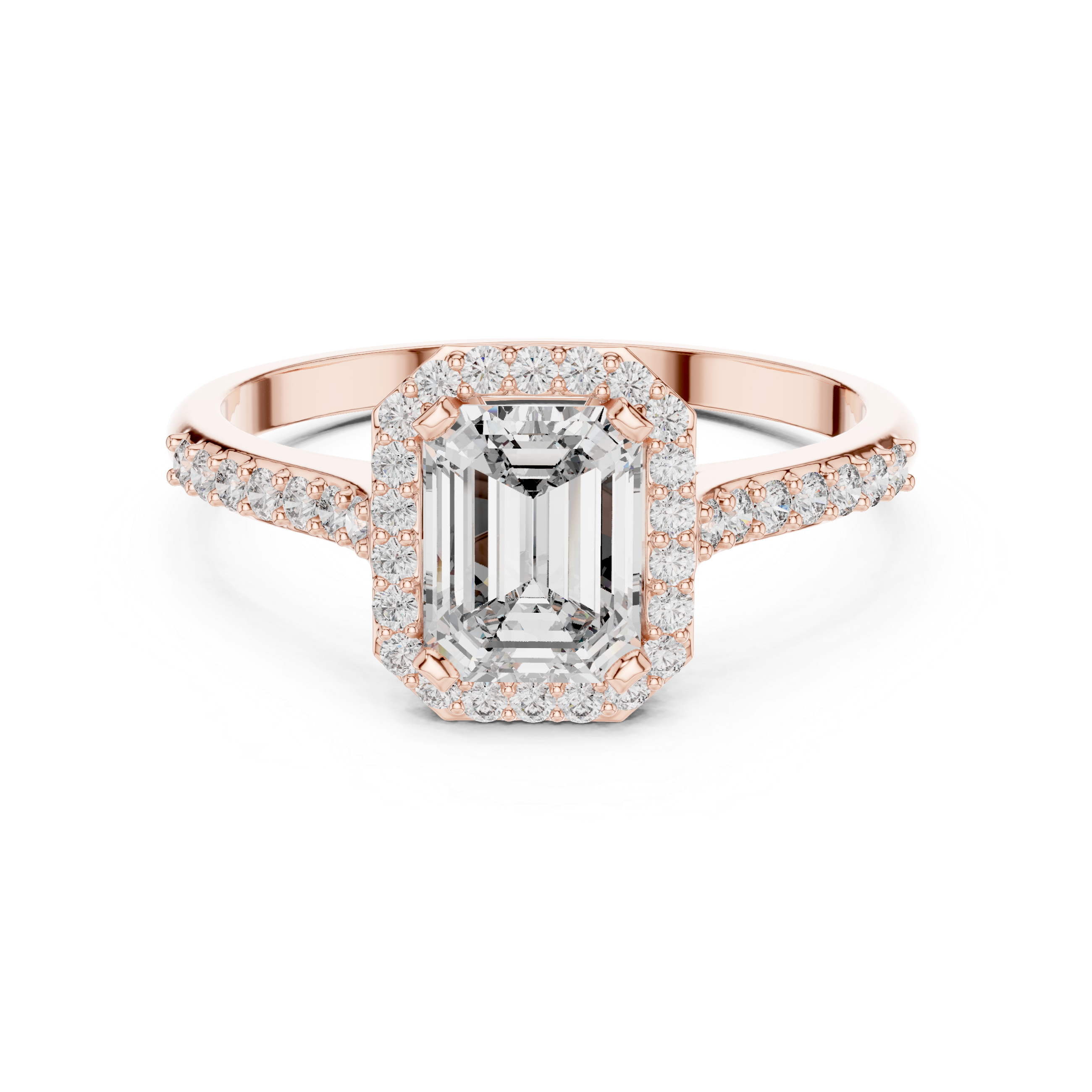 Timeless Halo: Emerald-Cut Diamond Ring