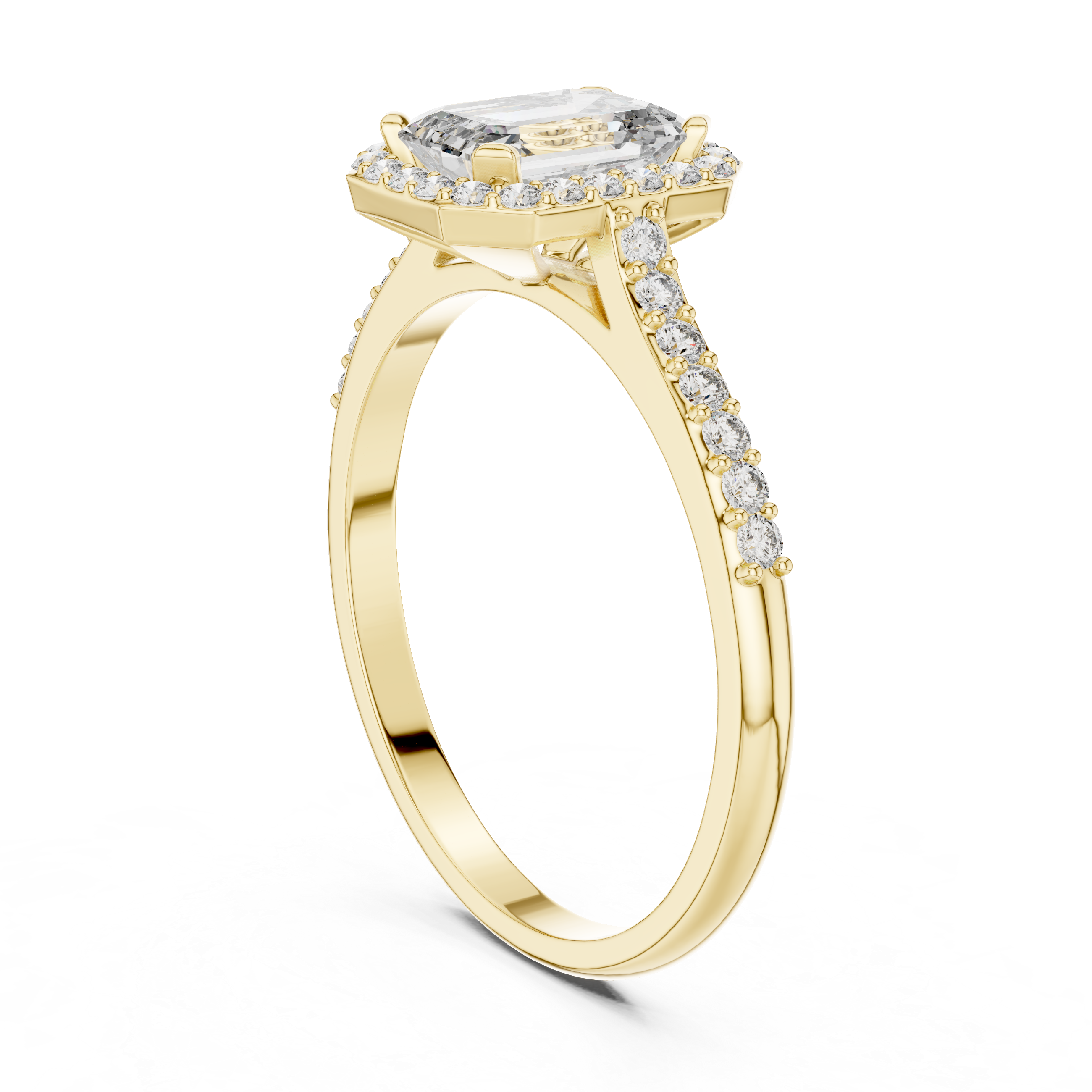 Timeless Halo: Emerald-Cut Diamond Ring