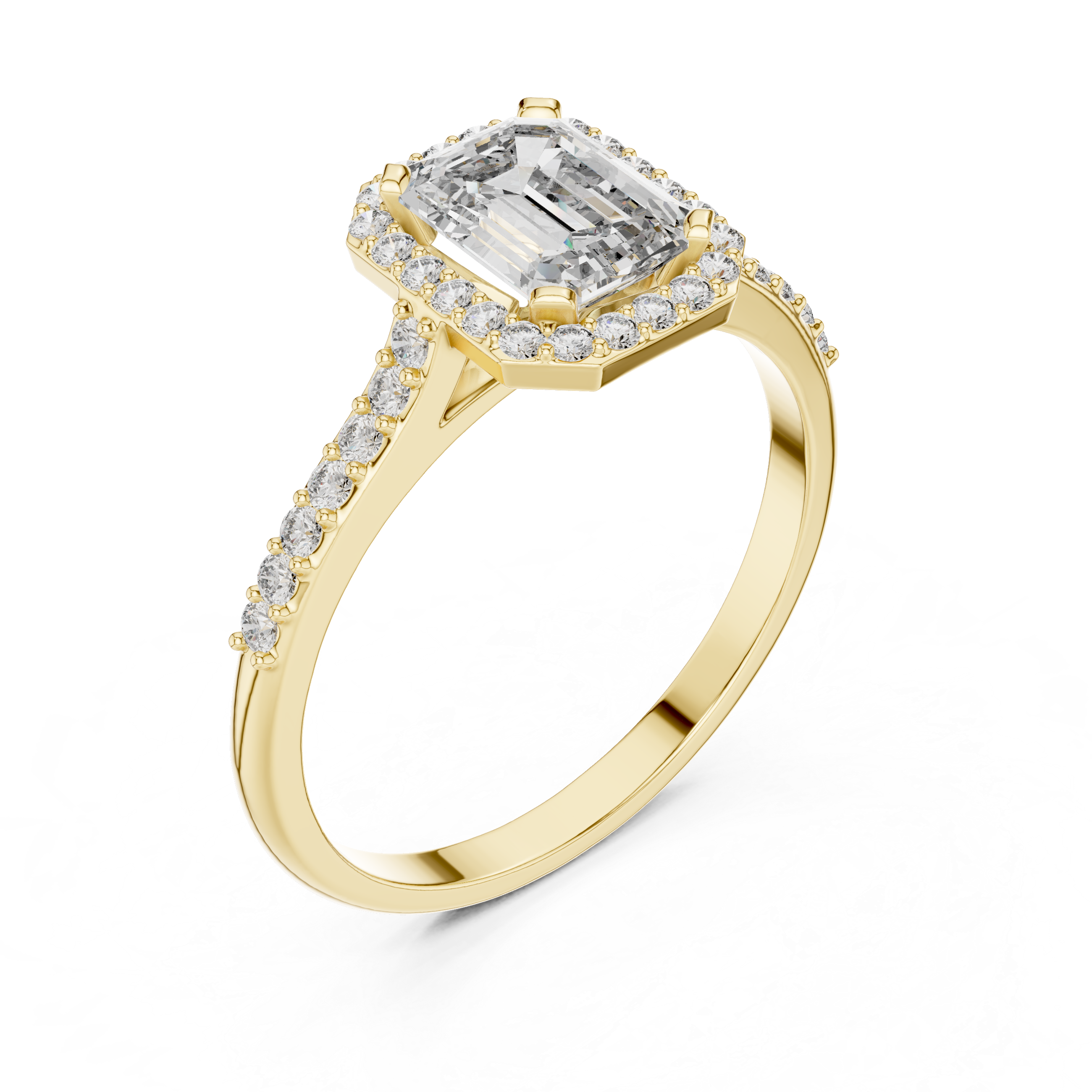 Timeless Halo: Emerald-Cut Diamond Ring