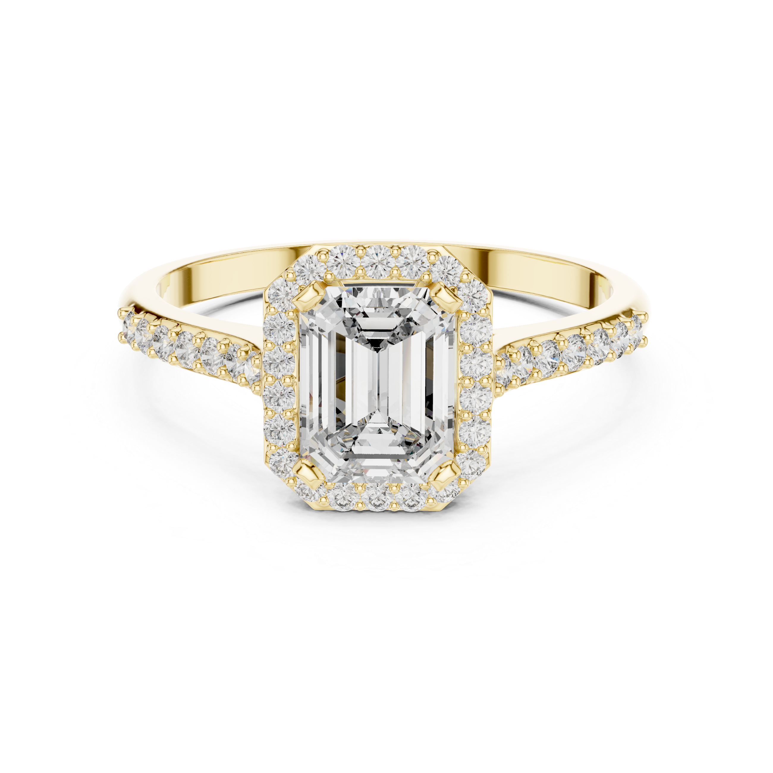 Timeless Halo: Emerald-Cut Diamond Ring