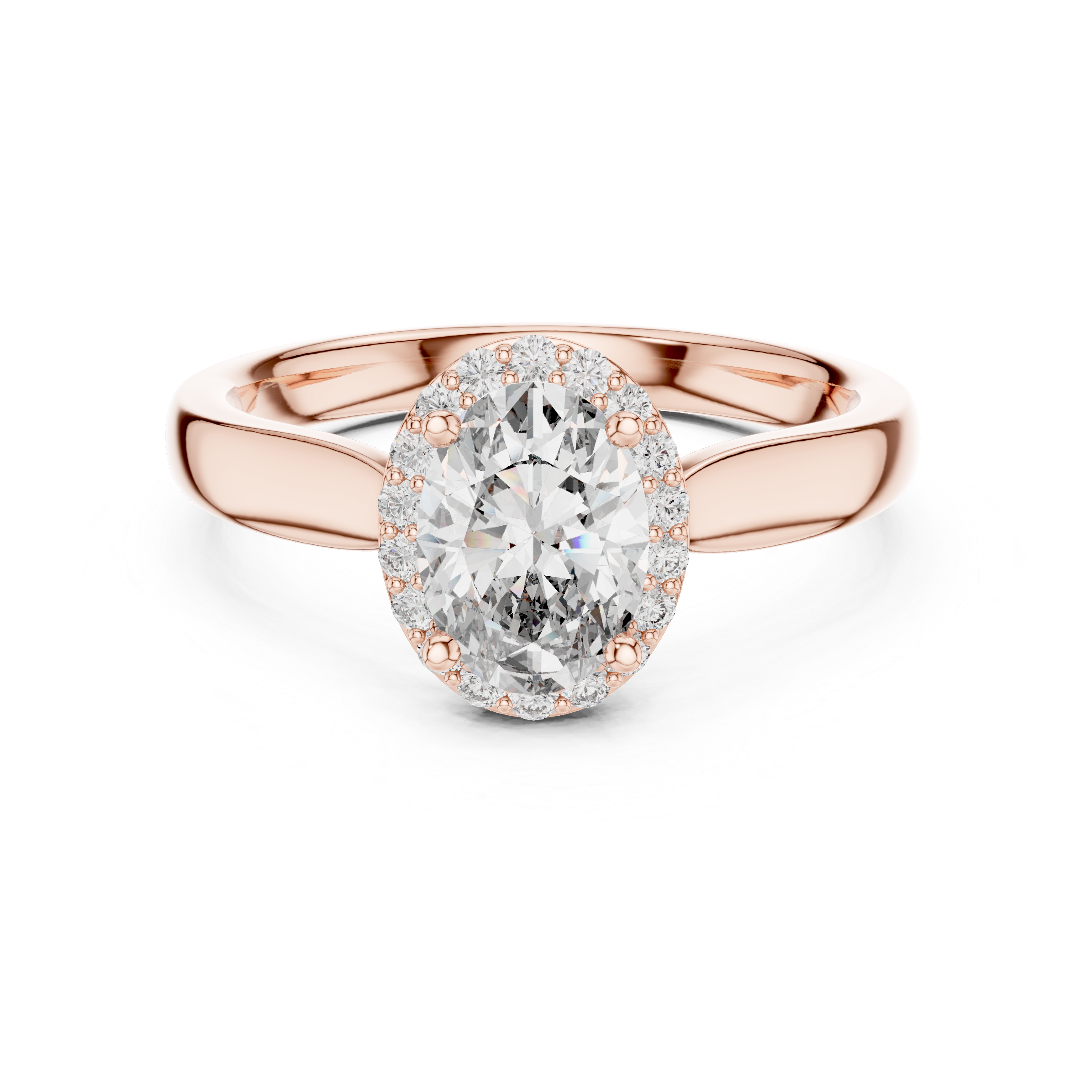 Oval Halo Ring with Pav?Diamond Accents