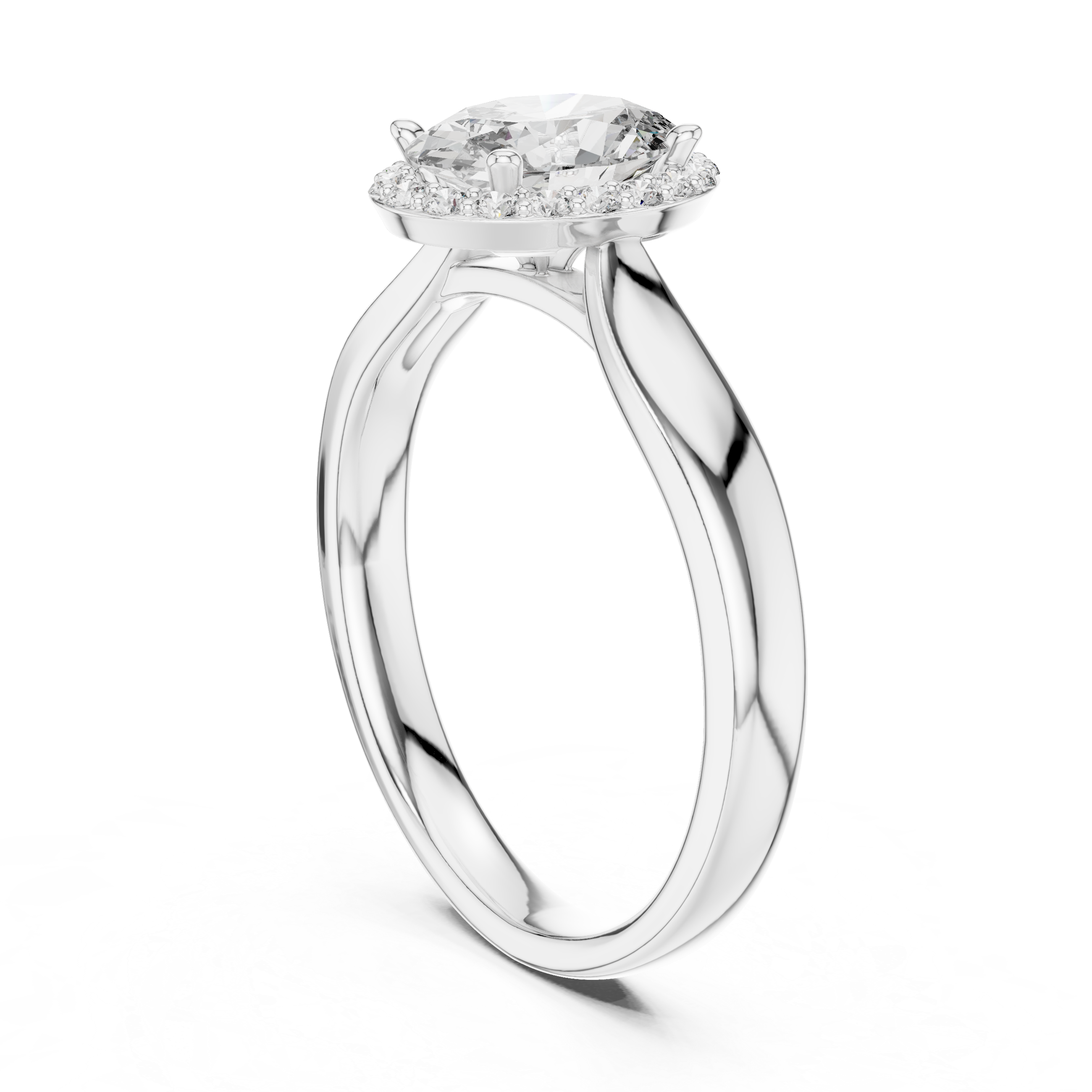 Oval Halo Ring with Pav?Diamond Accents