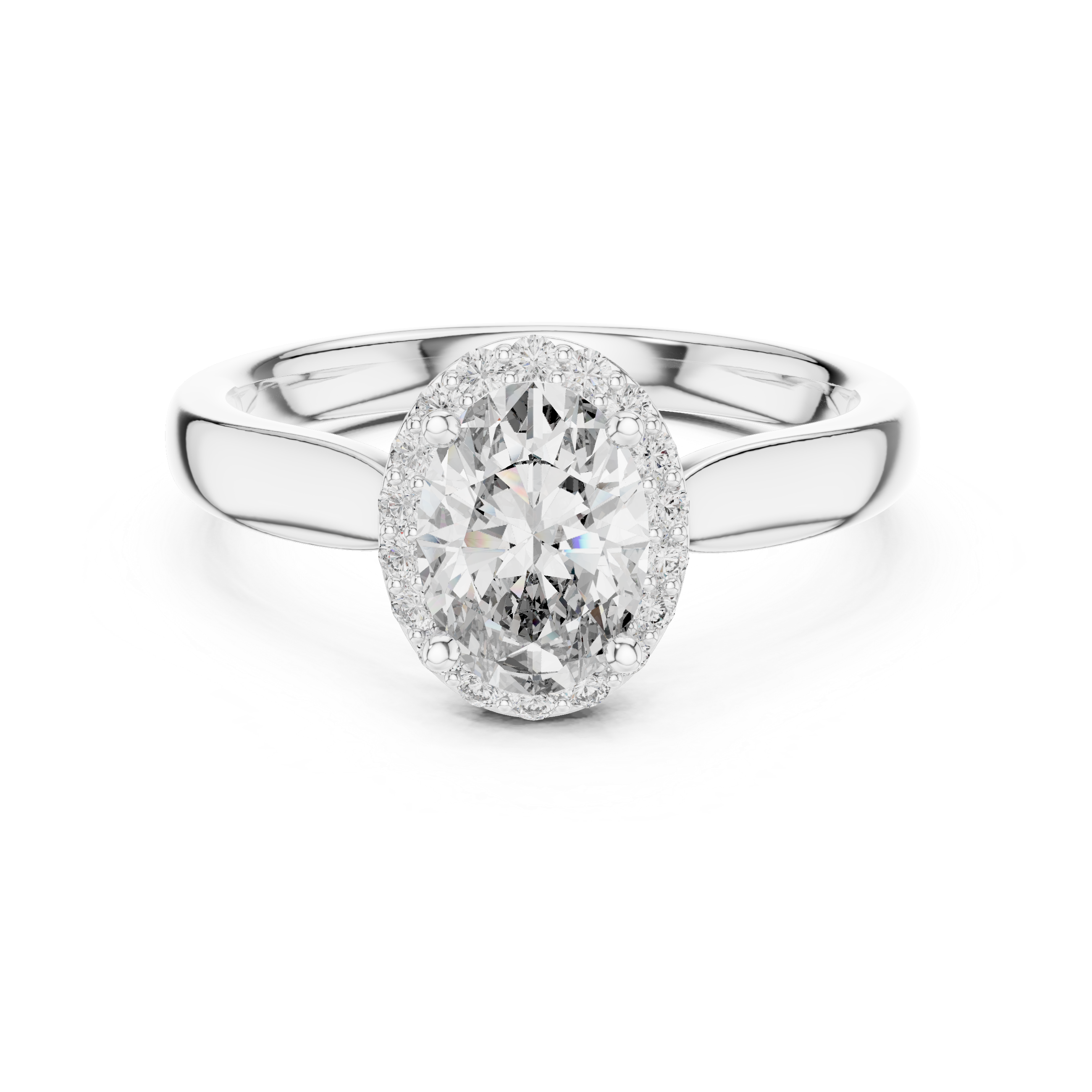 Oval Halo Ring with Pav?Diamond Accents