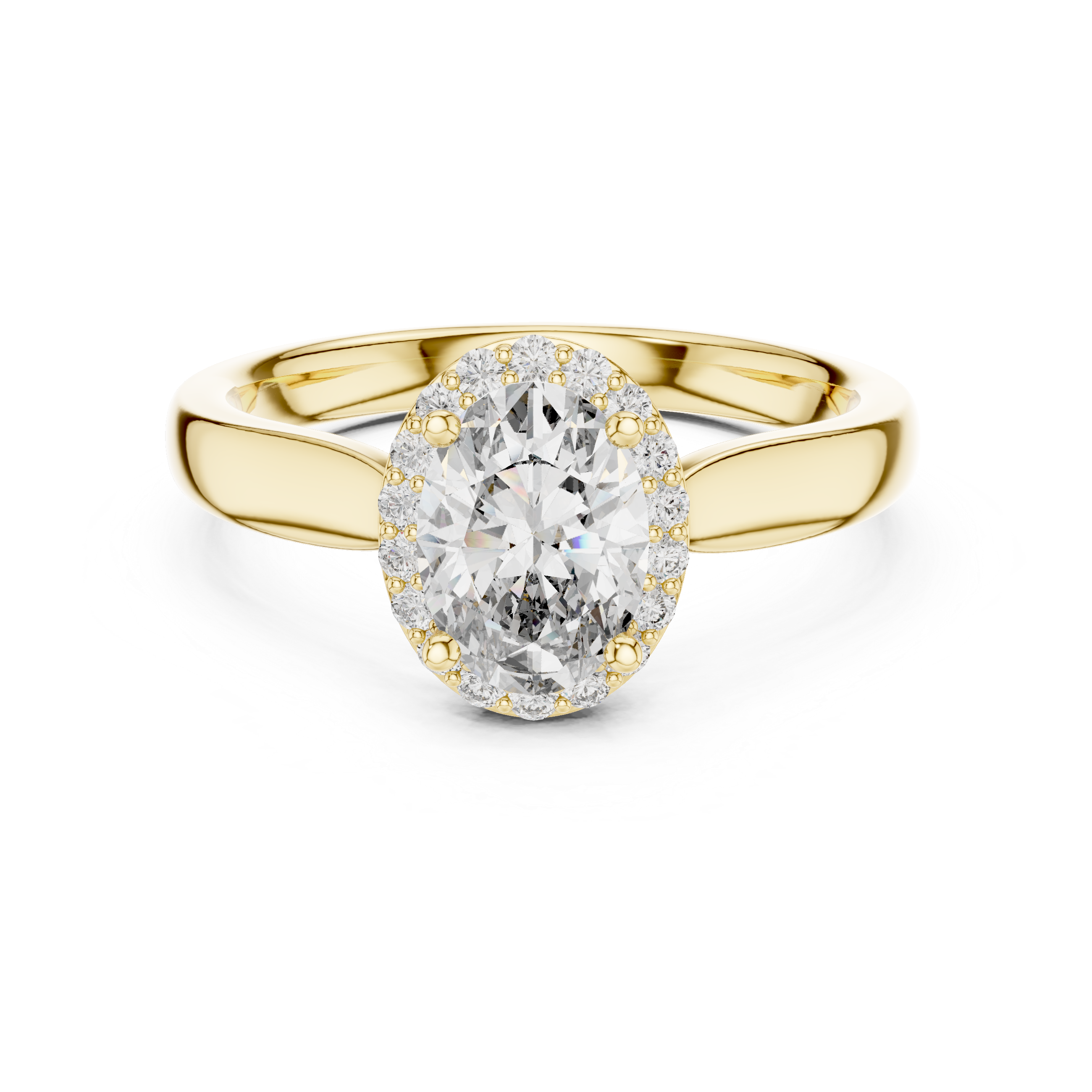 Oval Halo Ring with Pav?Diamond Accents