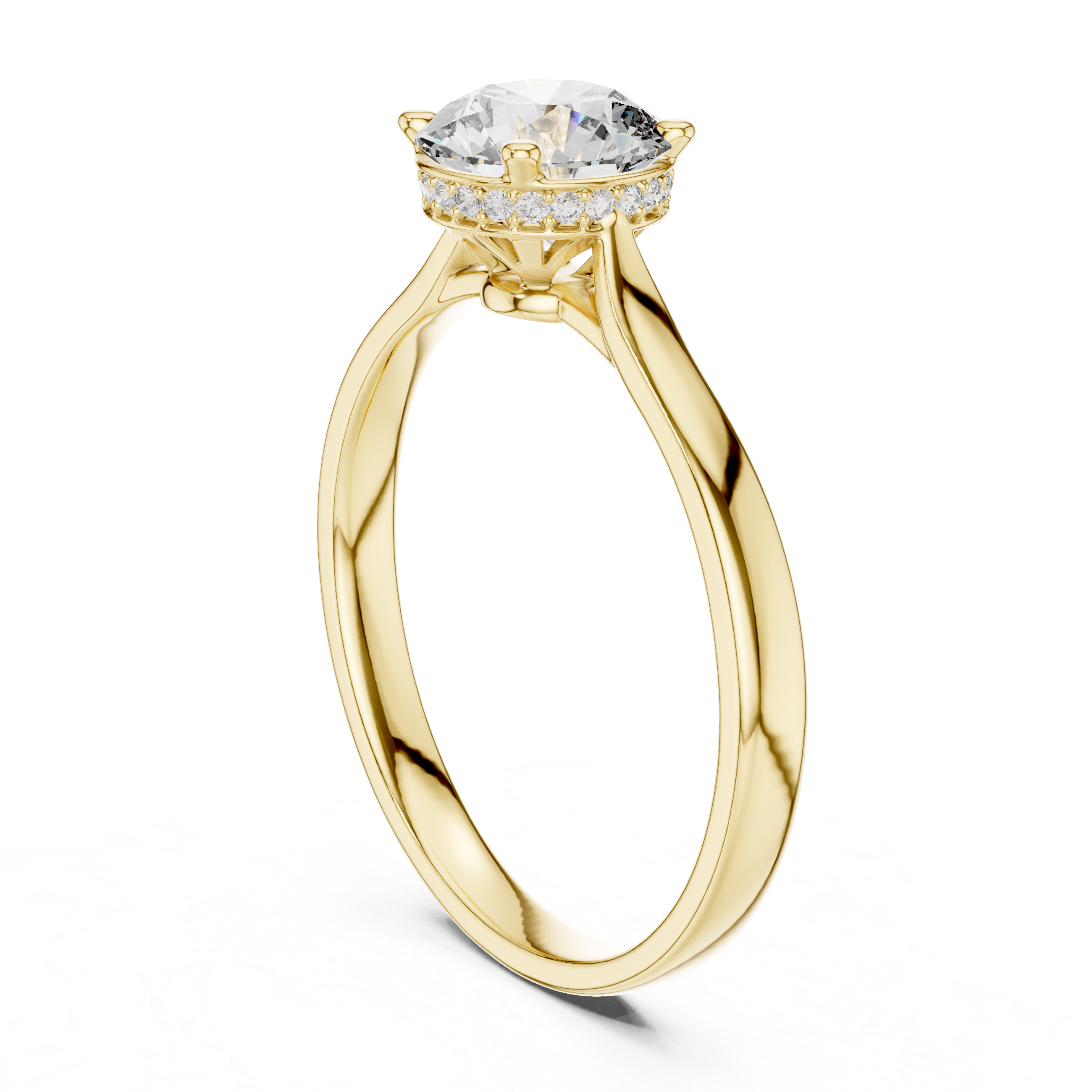 Solitaire Ring with Hidden Halo Detailing
