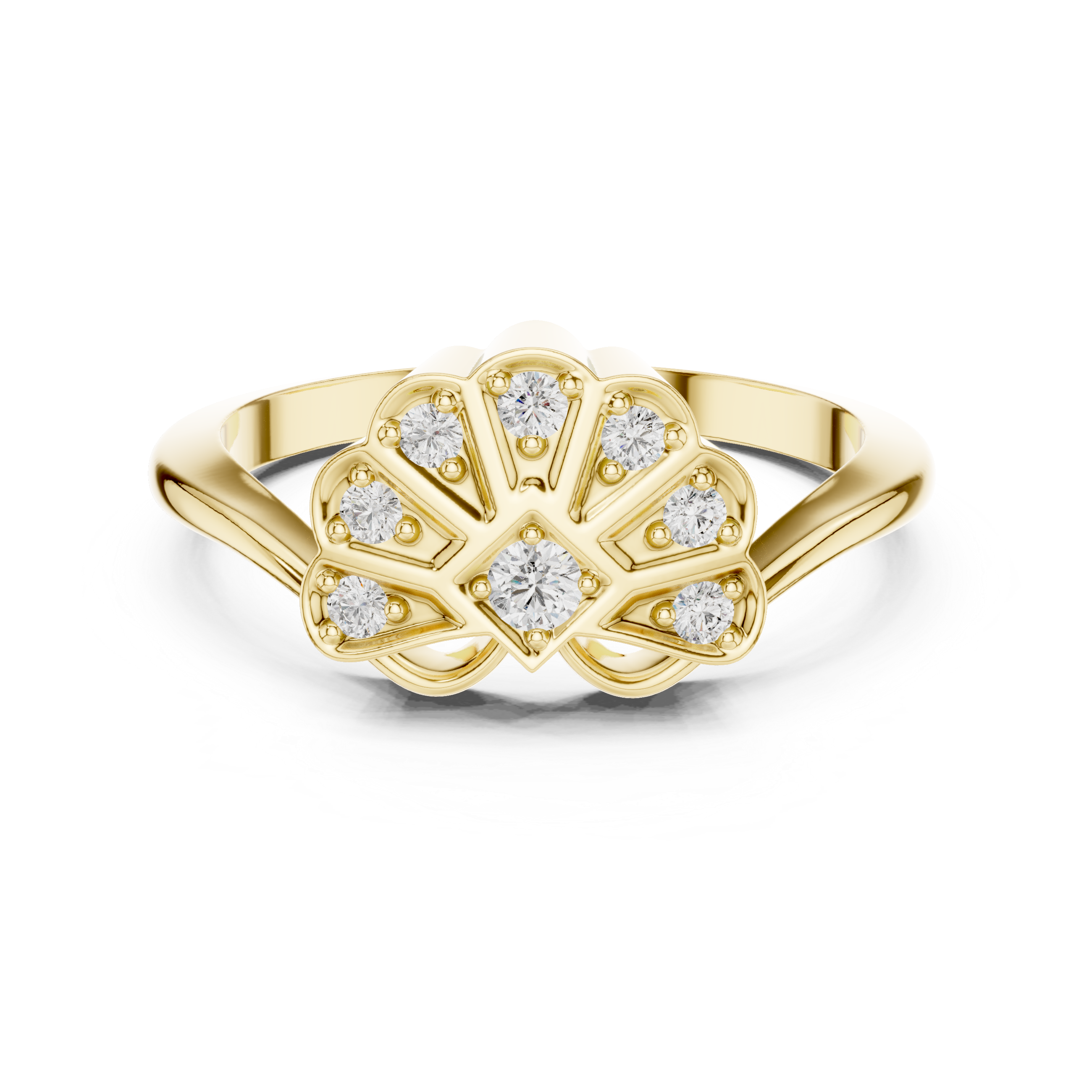 Floral Fan-Inspired Diamond Ring