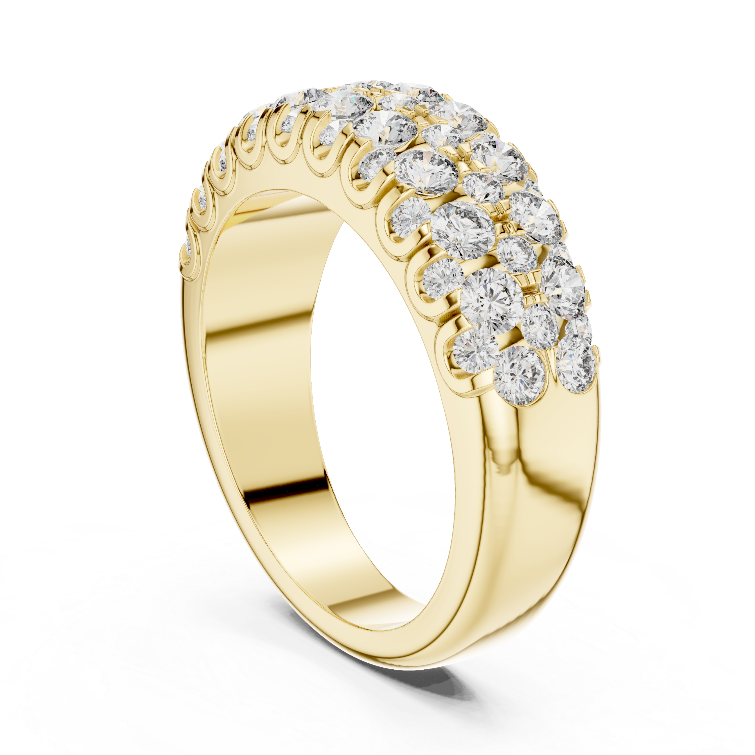 Elegant Gold and Diamond Multi-Row Ring