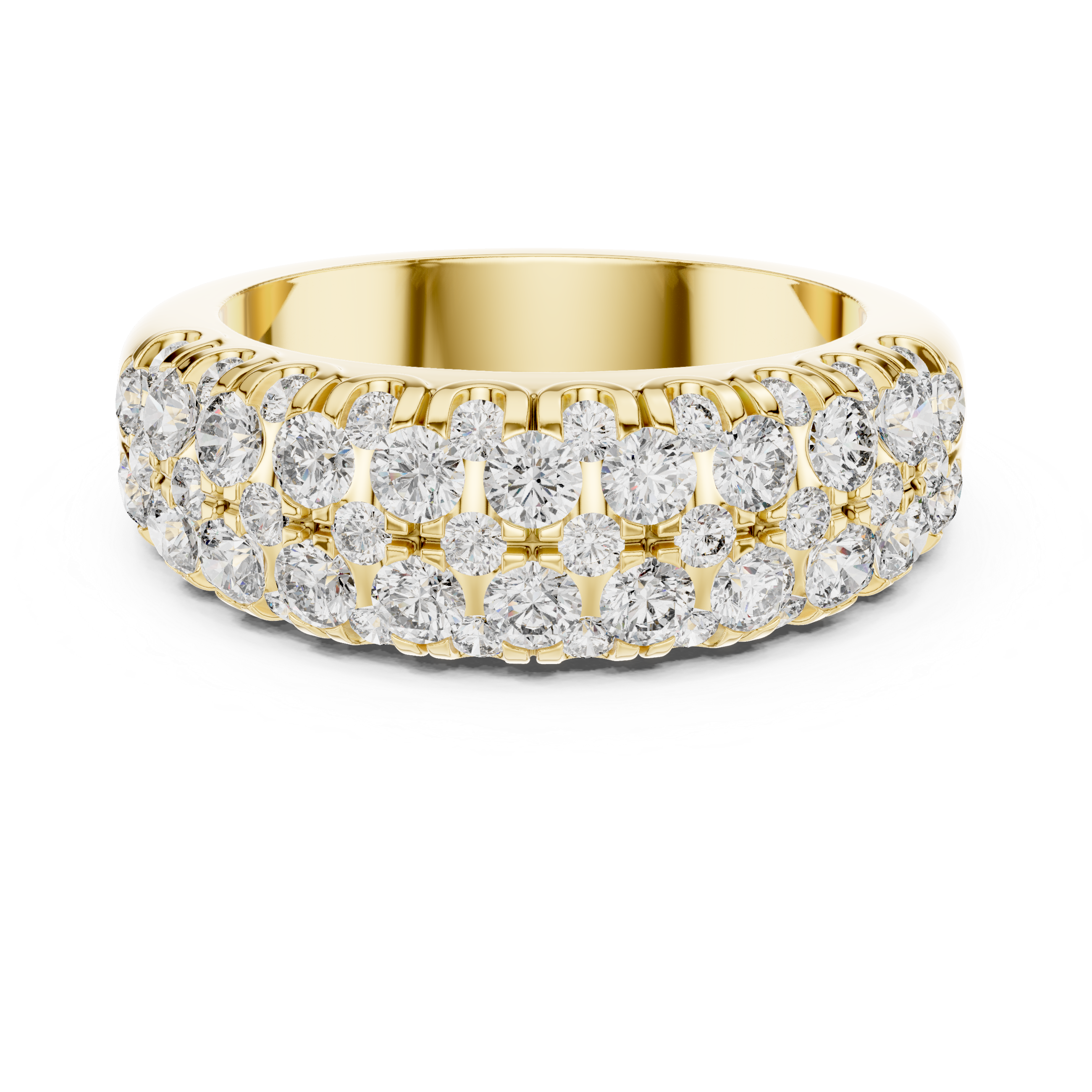 Elegant Gold and Diamond Multi-Row Ring