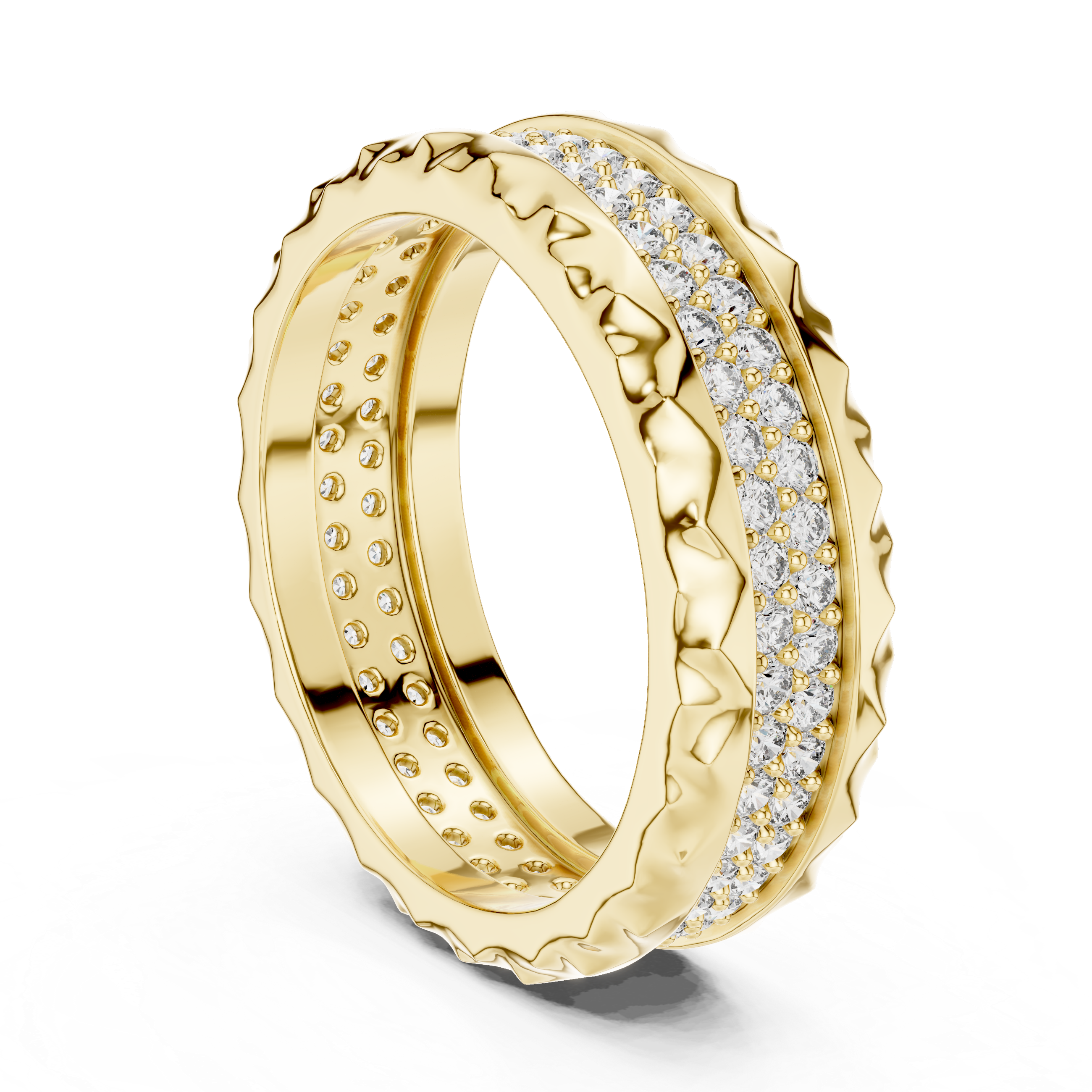 Elegant Rose Gold Diamond Eternity Band with Textured Edges
