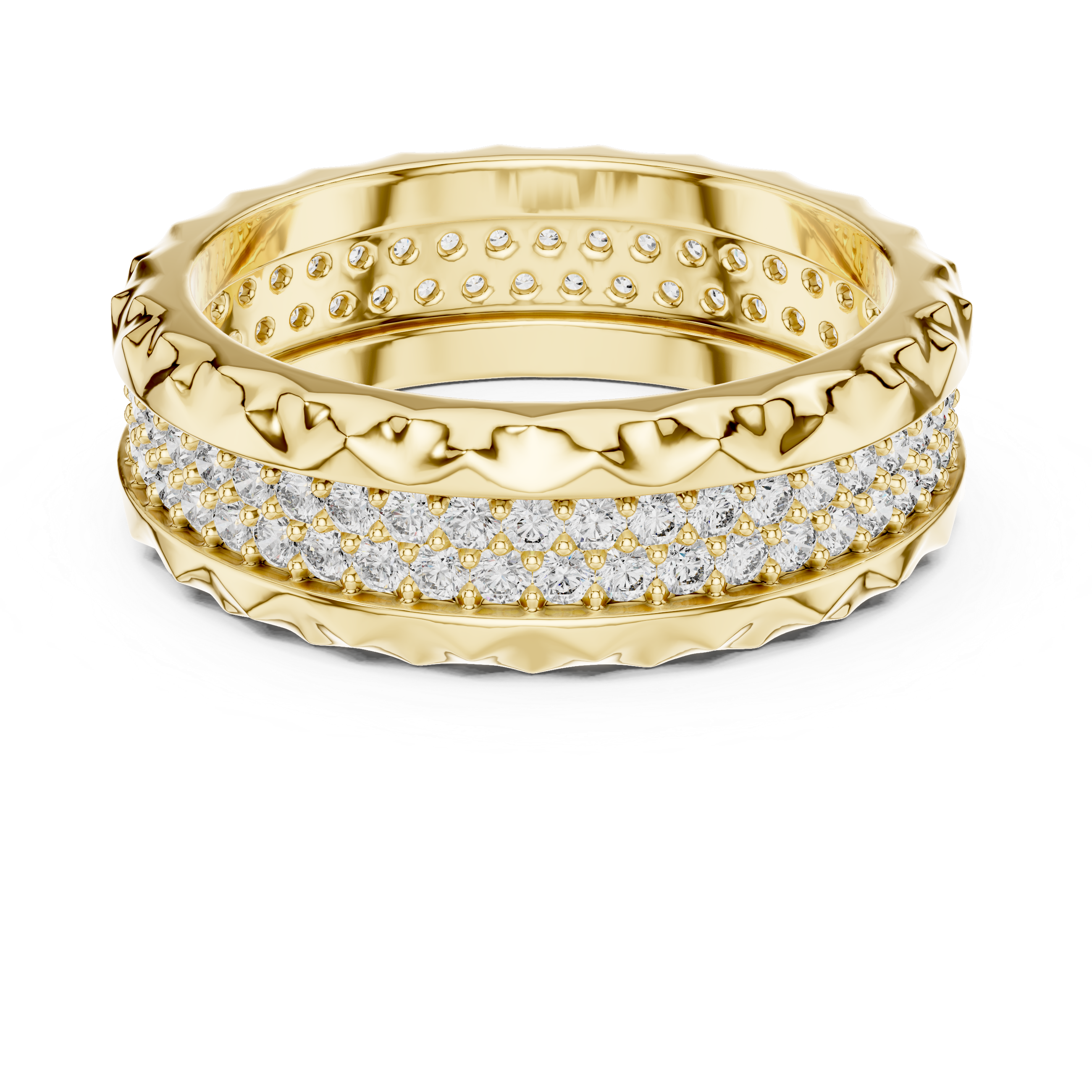 Elegant Rose Gold Diamond Eternity Band with Textured Edges