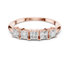 Elegant Rose Gold Five-Diamond Princess Cut Ring