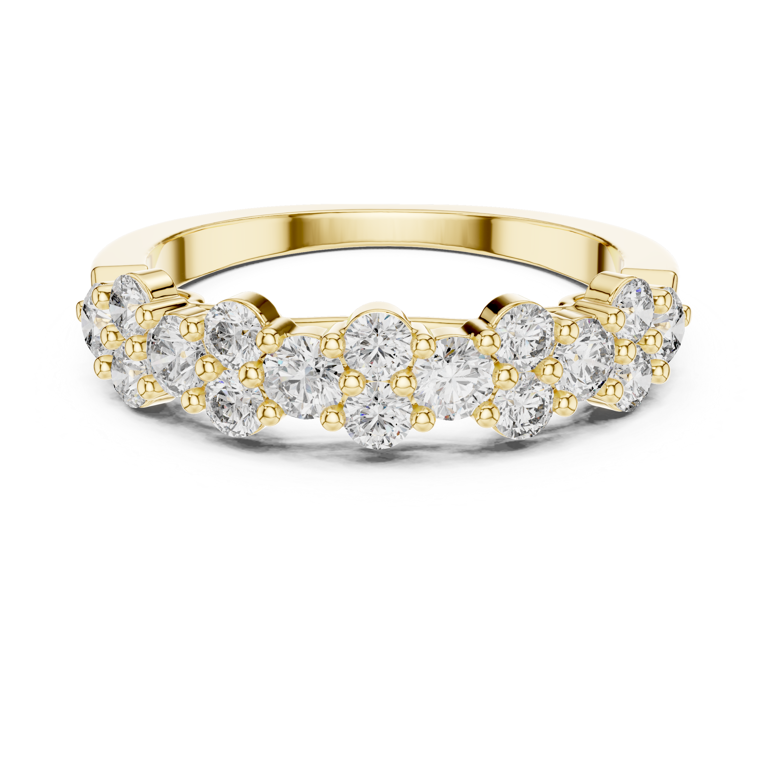 Elegant Double Row Diamond Gold Band Ring