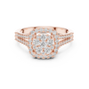 Elegant Rose Gold Diamond Halo Engagement Ring with Heart Detailing