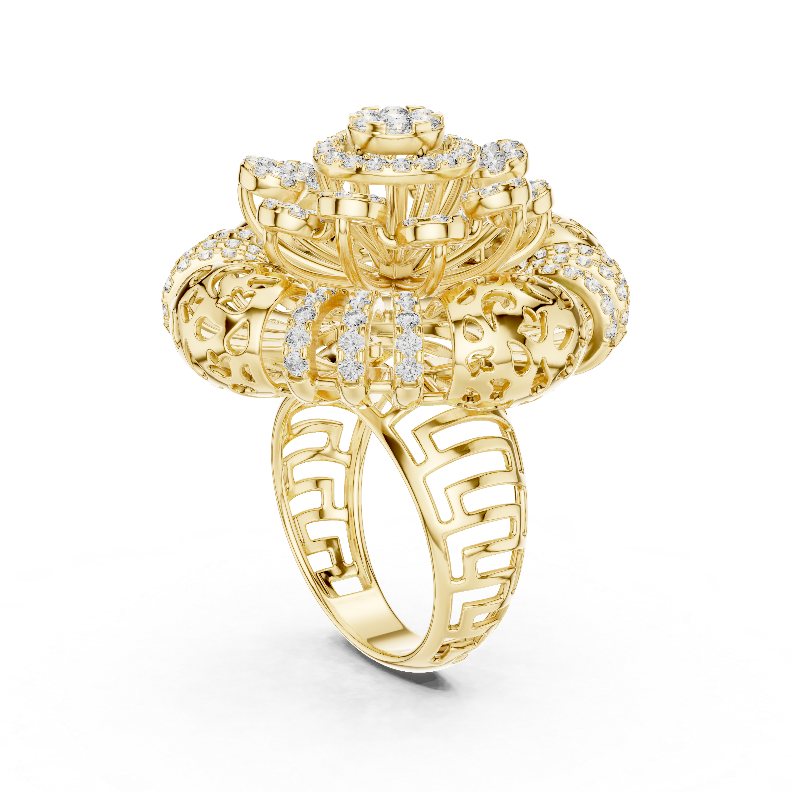 Elegance in Bloom: Rose Gold Diamond Floral Ring
