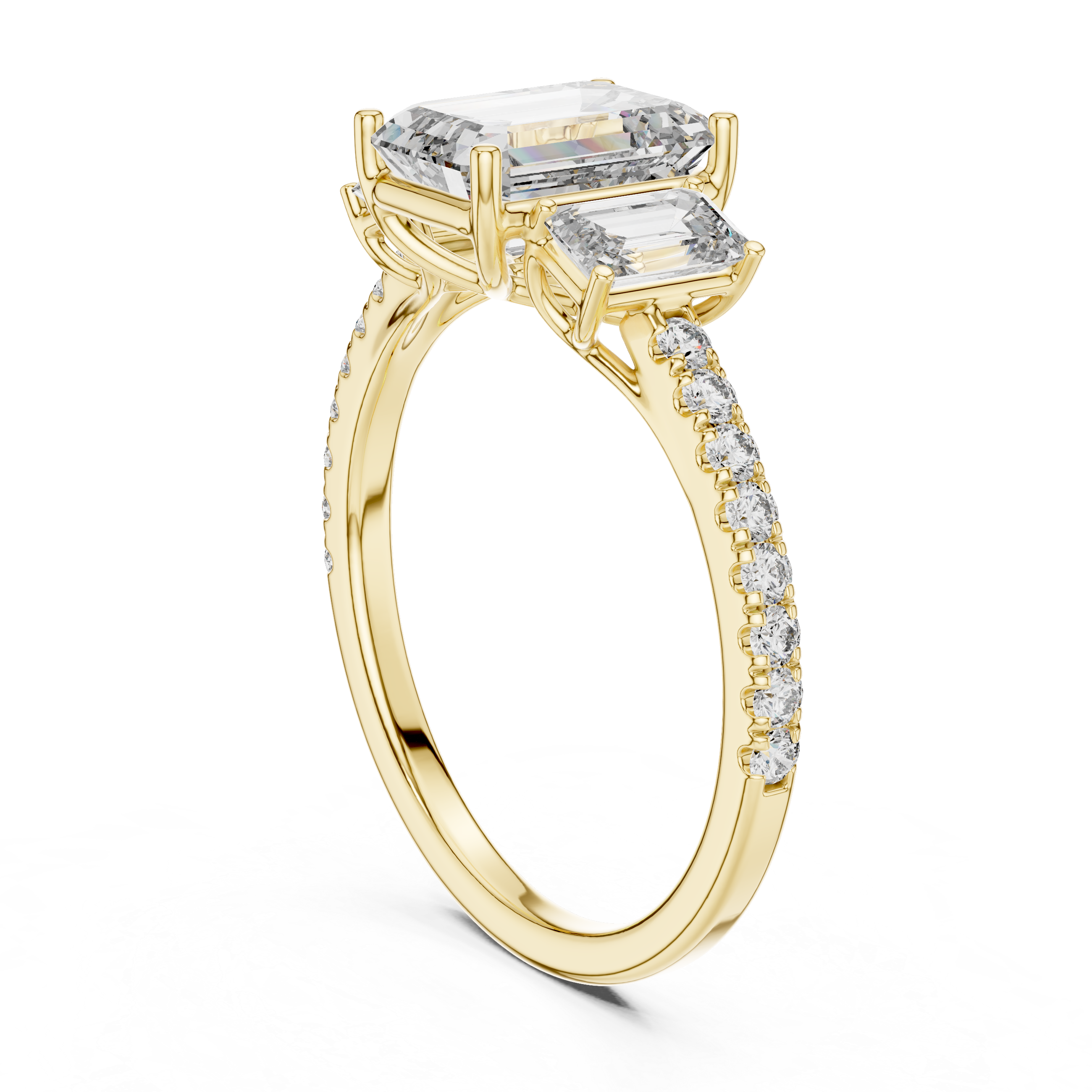 Rose Gold Emerald Cut Diamond Engagement Ring.