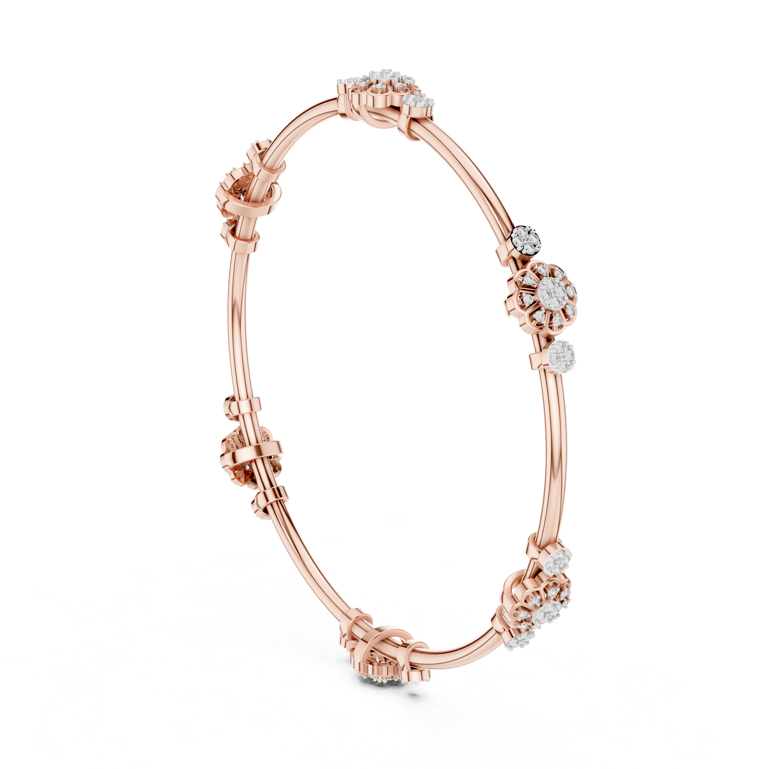 "Graceful Bracelet with Sparkling Diamond Blossoms