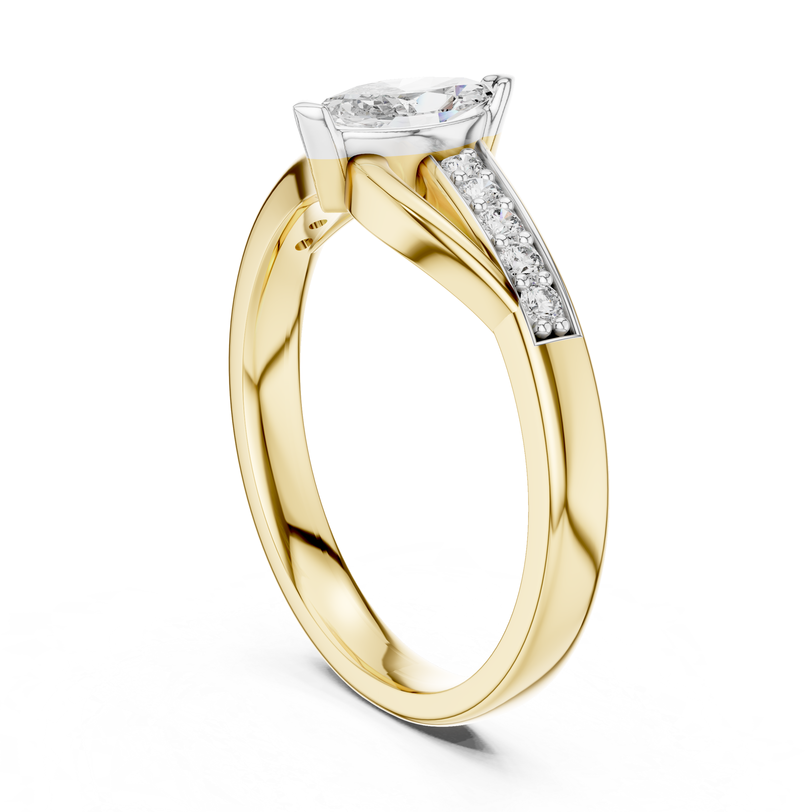 Solitaire Ring with Side Diamond Accents