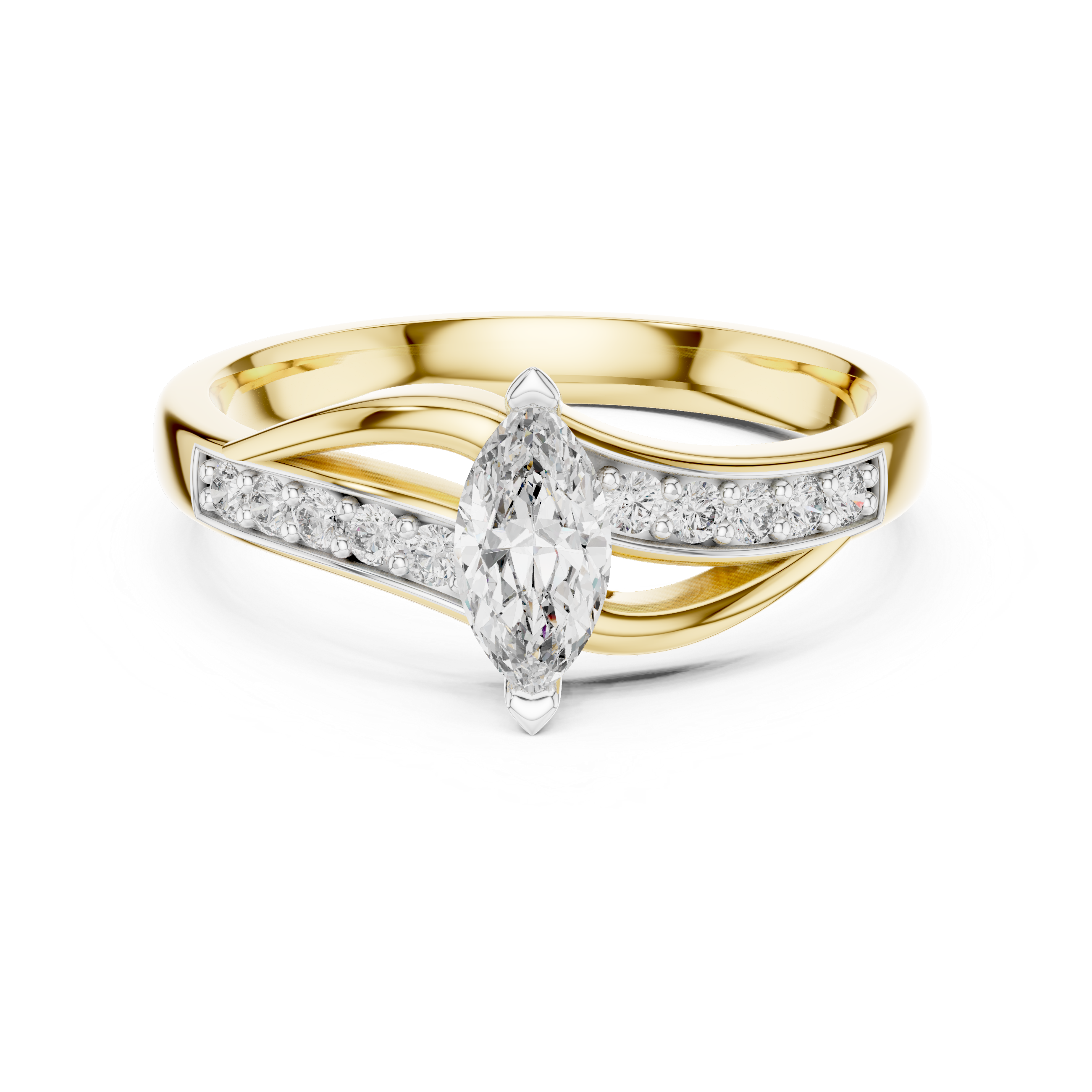 Solitaire Ring with Side Diamond Accents