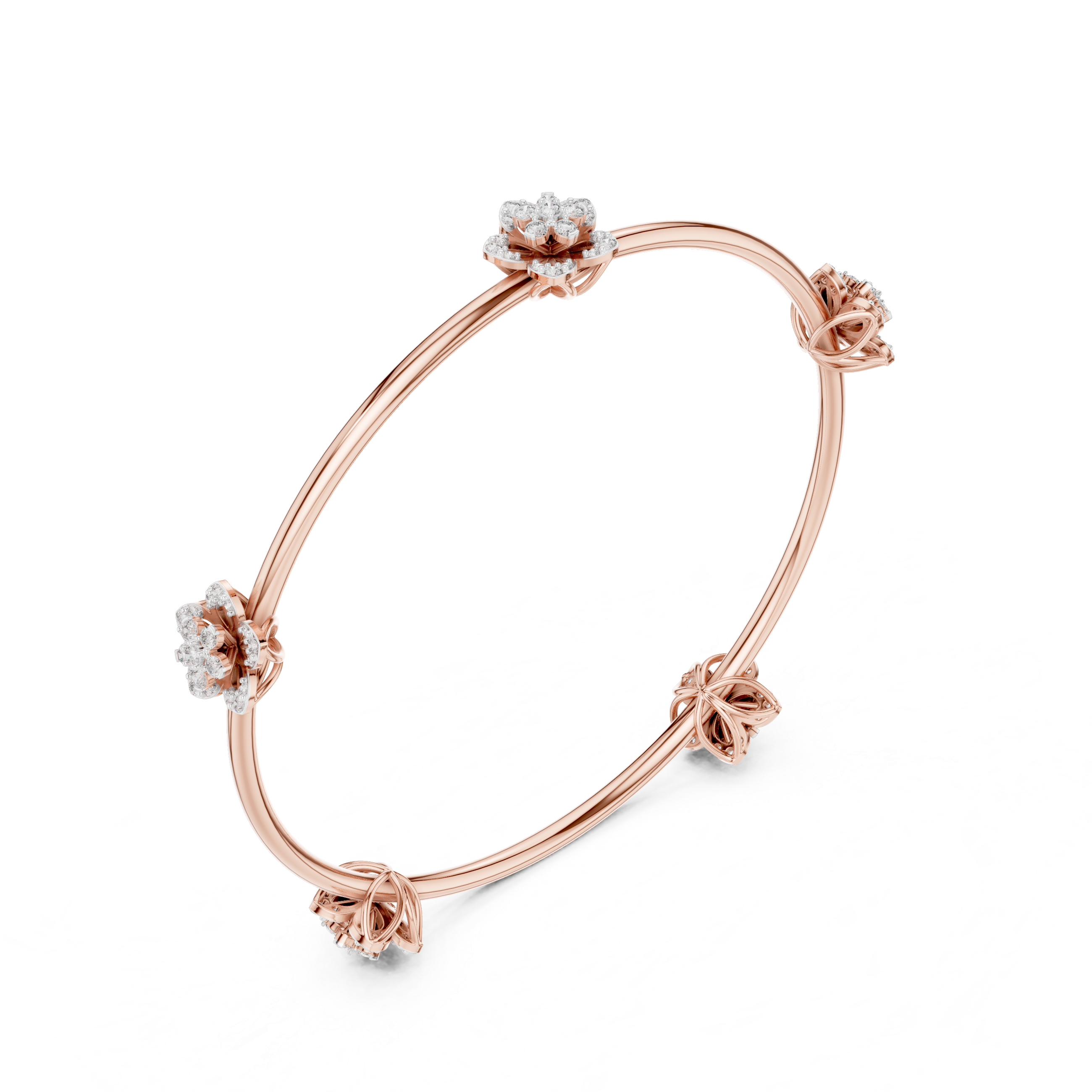 Floral Diamond Cluster Bangle