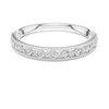 Band with delicate milgrain edges and graduated round-cut diamonds.