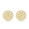 Floral Stud Earrings with Diamond and Yellow Accents
