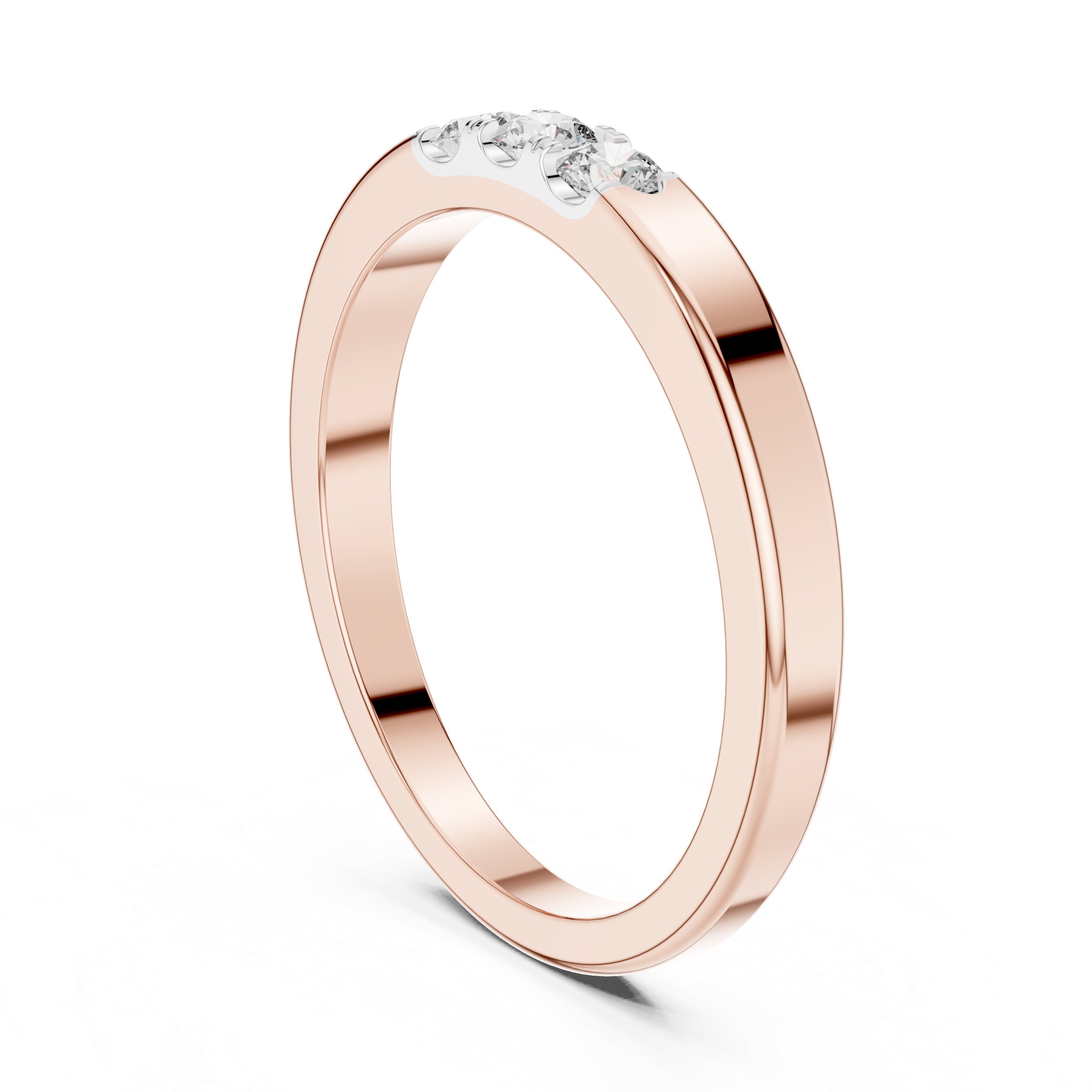 Band ring with a minimalist trio of small diamonds set on top.
