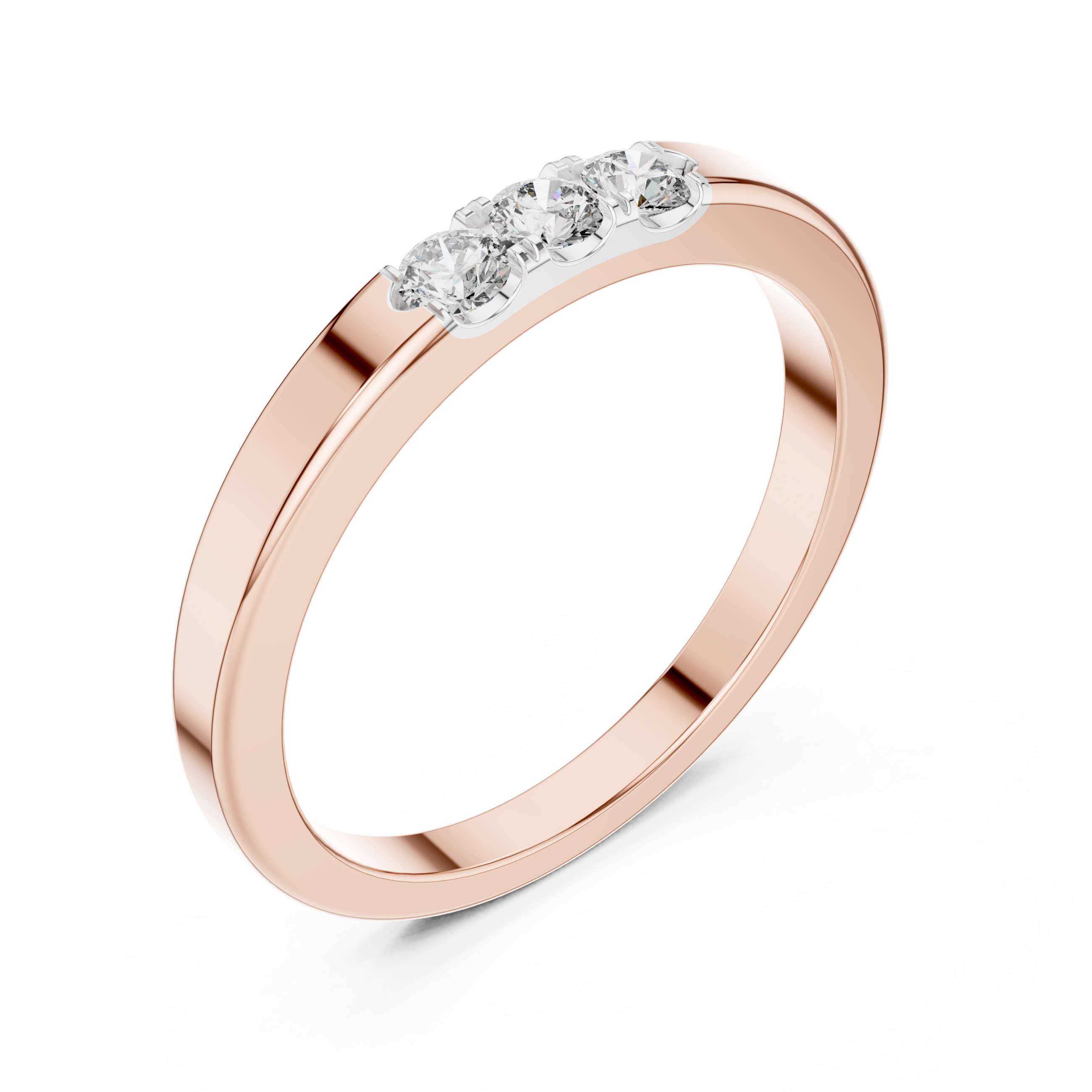 Band ring with a minimalist trio of small diamonds set on top.