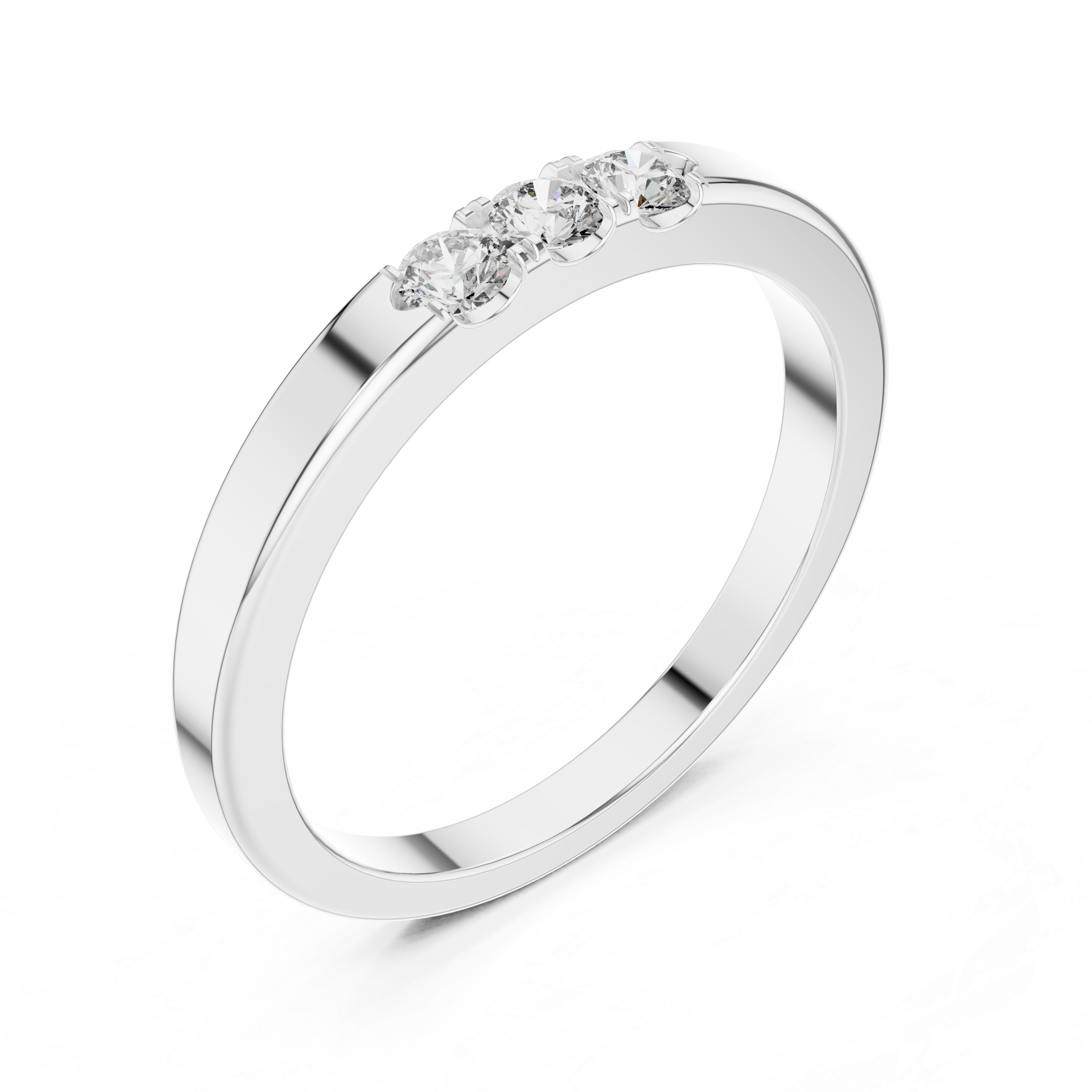 Band ring with a minimalist trio of small diamonds set on top.